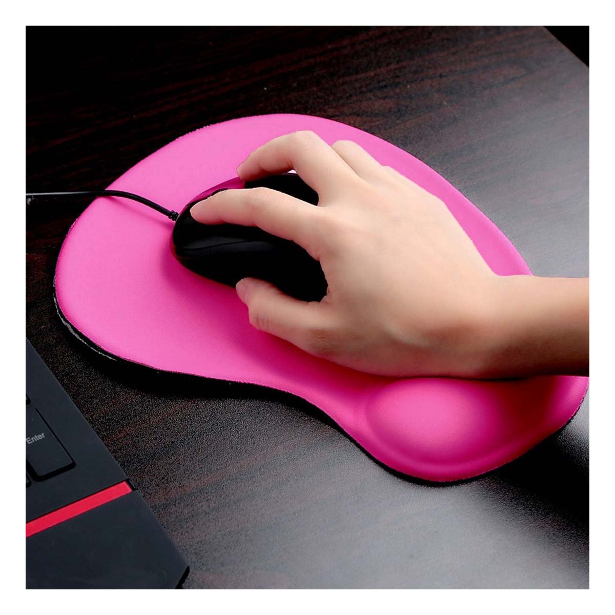 PACK4 TAPETE GEL SUAVE COLOR FUCSIA PARA USO DIARIO COMPUTADORA Y+REGALO STICKER - 4
