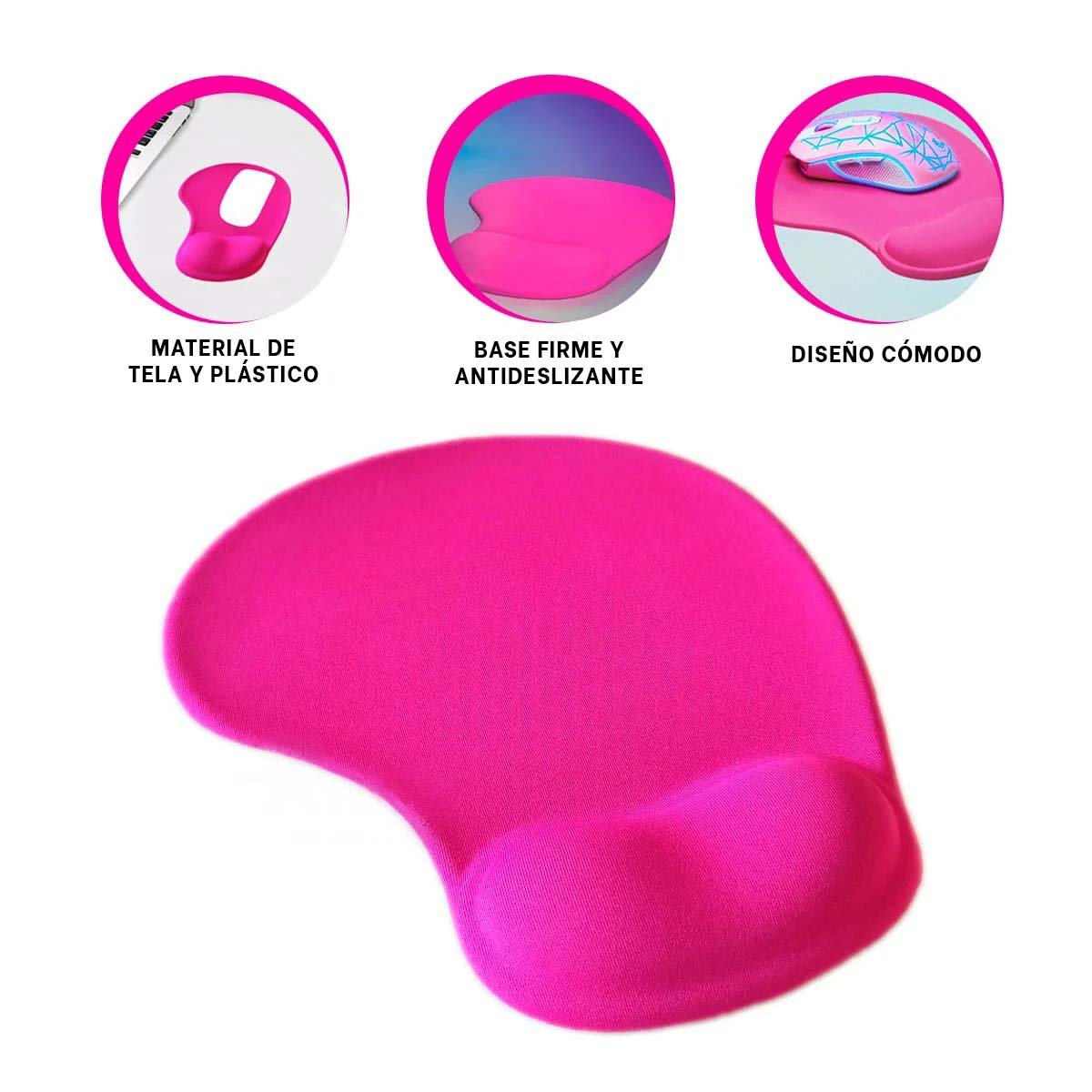 PACK12 ALFOMBRILLA GEL PORTATIL PARA COMPUTADORA Y ESCRITORIO FUCSIA Y+PAPEL REGALO - 3