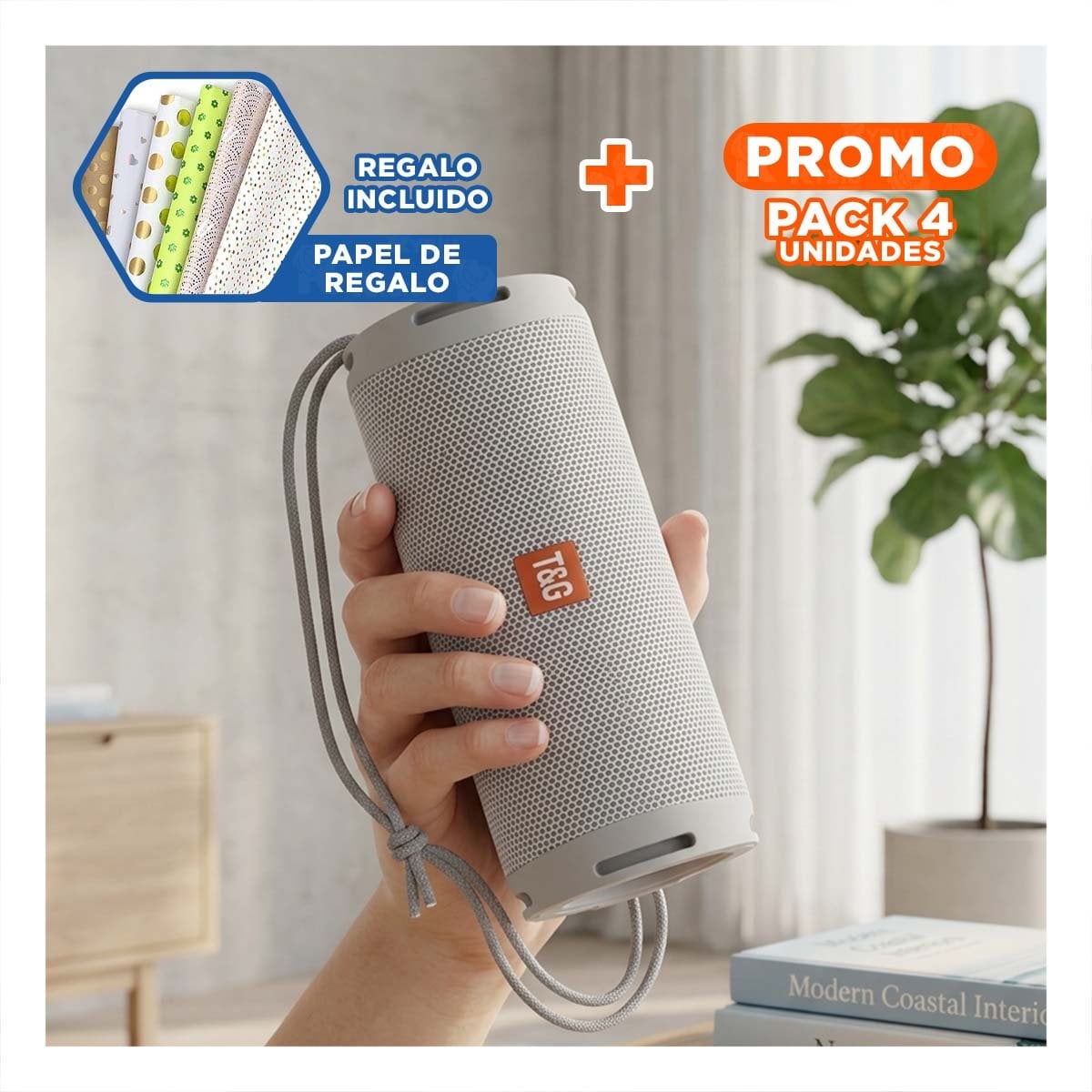 PACK4 ALTAVOZ PROFESIONAL COLOR PLOMO CON SONIDO POTENTE Y ALTA FIDELIDAD Y+PAPEL REGALO - 1