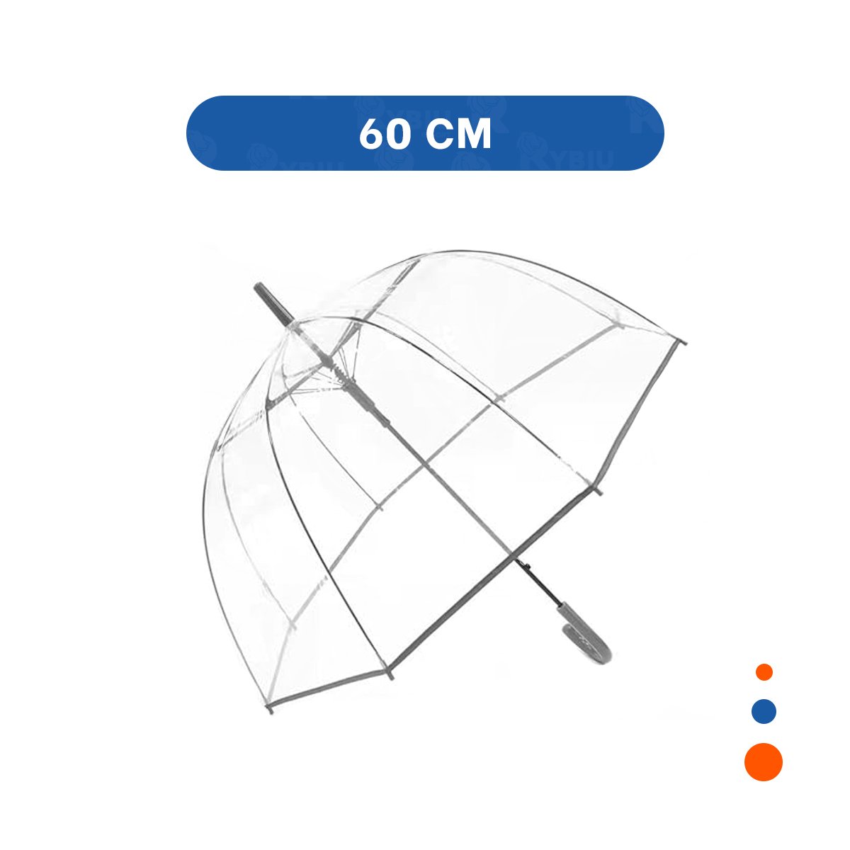 PACK12 PARASOL RESISTENTE TRANSPARENTE CON MANGO LARGO Y ACABADO NEGRO Y+PAPEL REGALO - 4