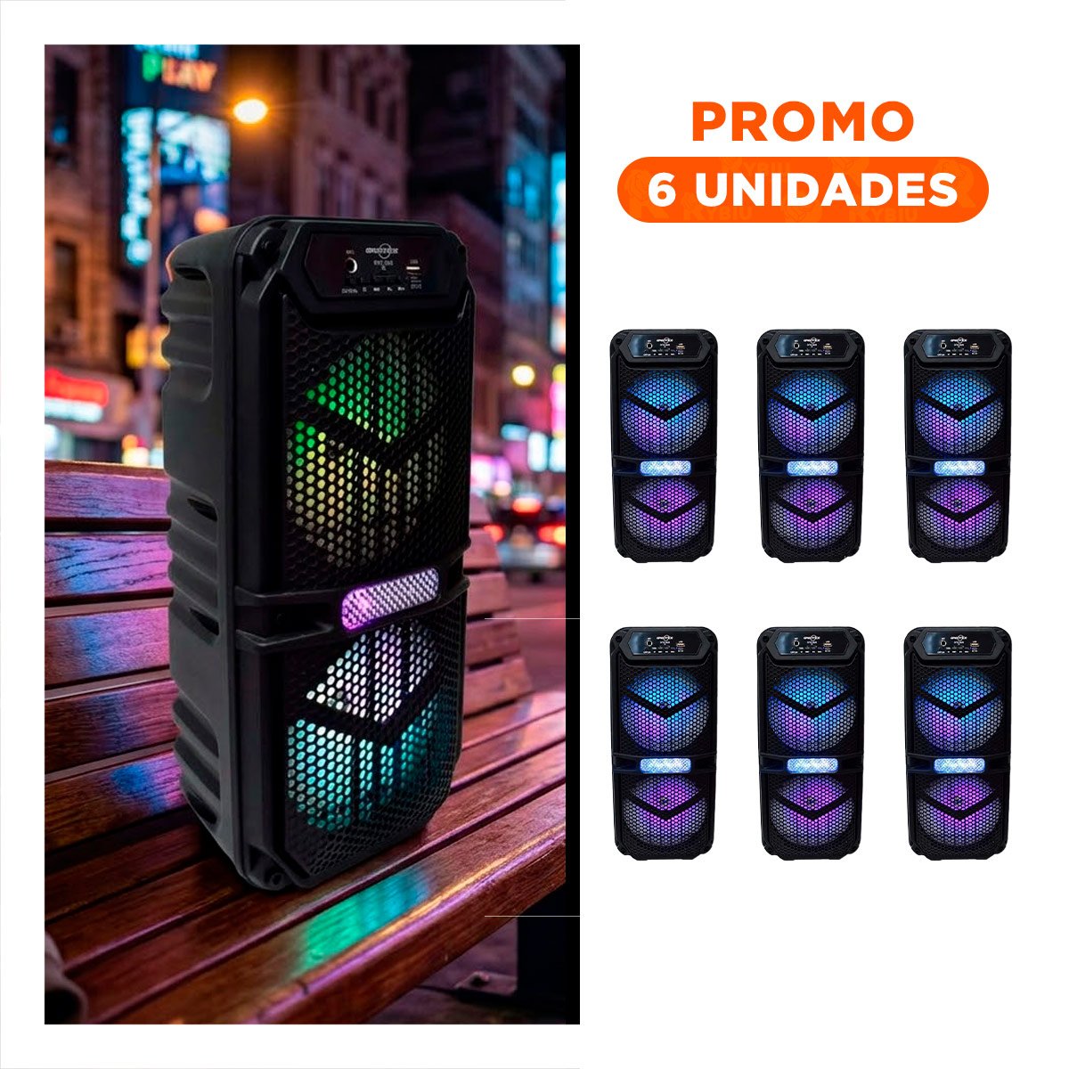 PACK6 PARLANTE COMPACTO COLOR NEGRO 6,5 PULGADAS CON SONIDO CLARO - 1