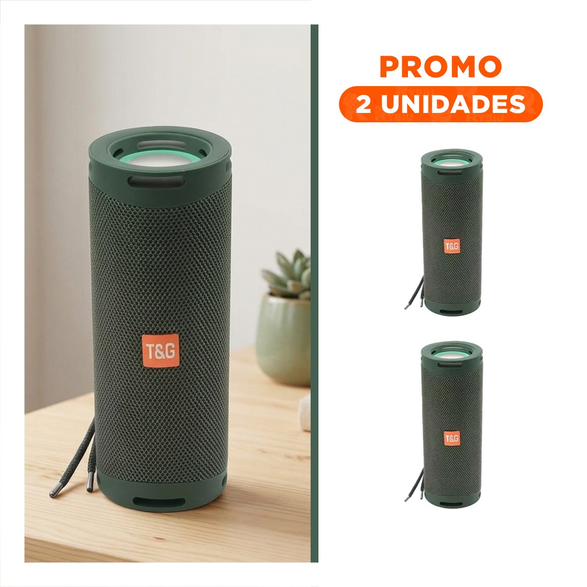 PACK2 ALTAVOZ INALAMBRICO COLOR VERDE MILITAR CON SONIDO POTENTE - 1
