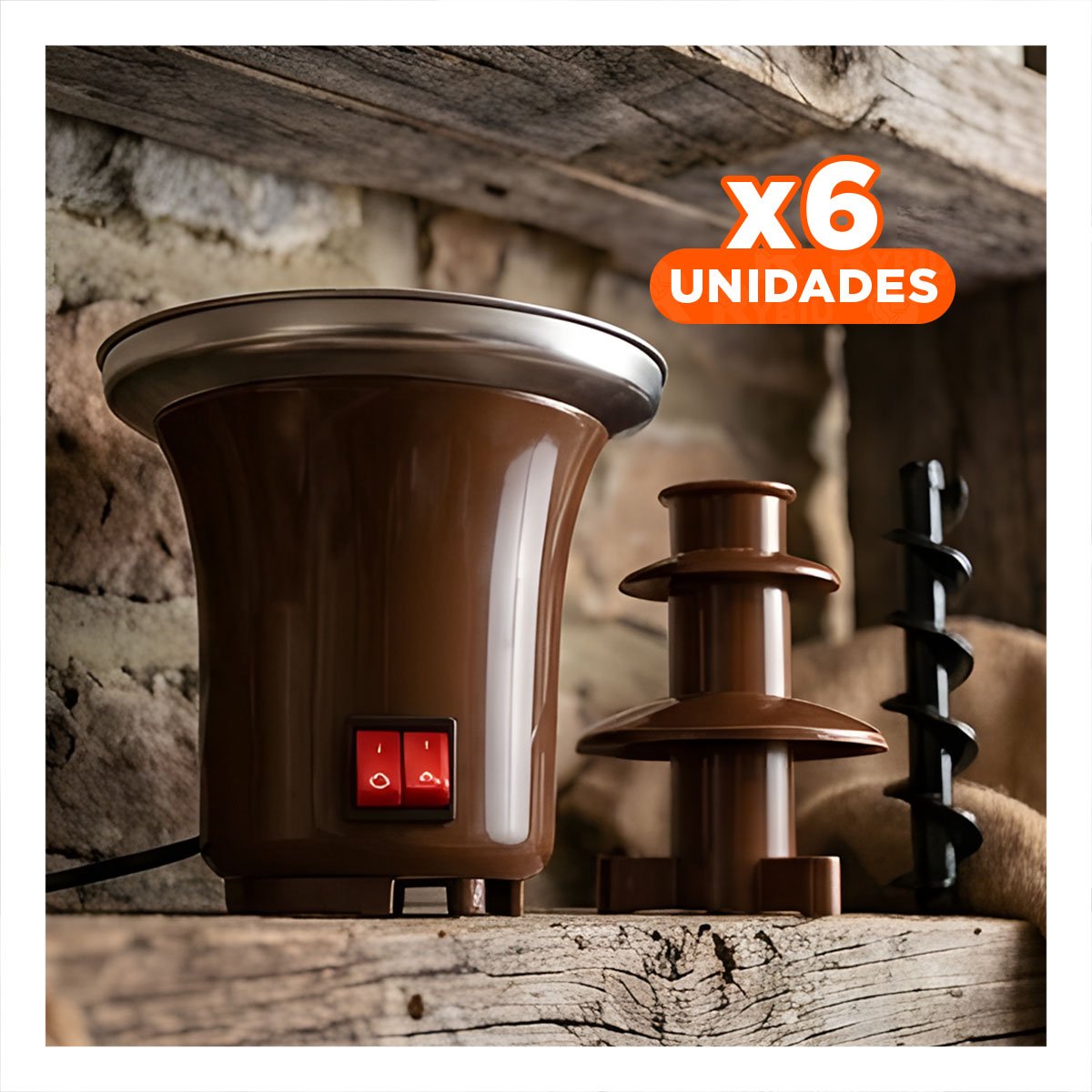 PACK6 EQUIPO DE CHOCOLATE MARRON CON 3 NIVELES ELECTRICO PARA USO EN COCINA Y+REGALO STICKER - 1