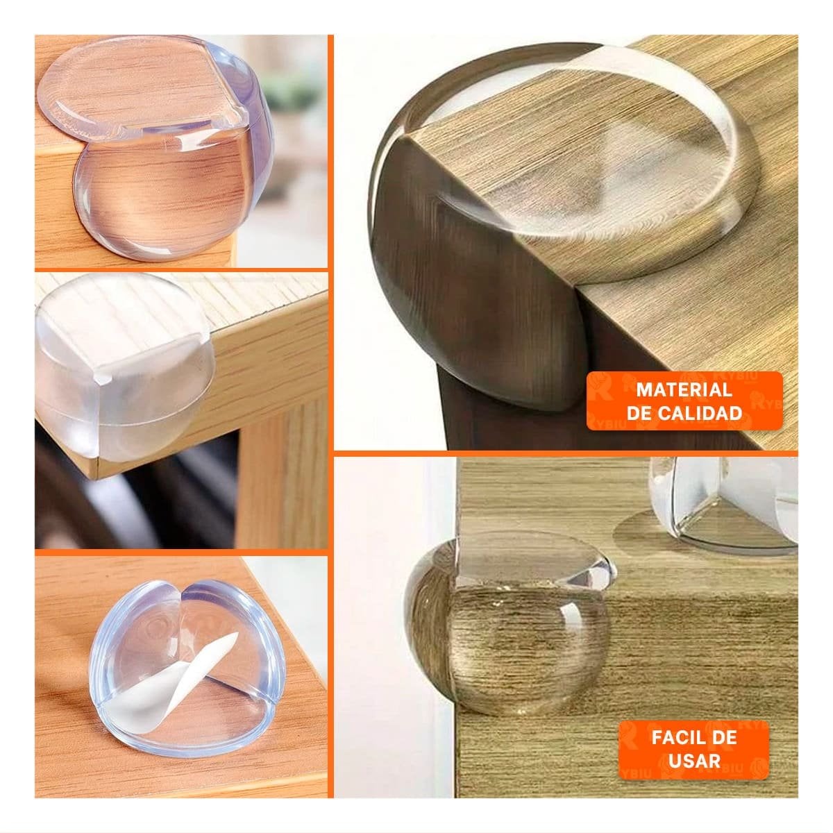 KIT 4 CUBIERTAS PARA ESQUINAS EN SILICONA TRANSPARENTE CIRCULAR PARA MUEBLES Y+POST IT - 1