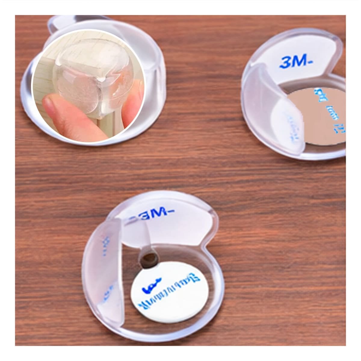 KIT 4 CUBIERTAS PARA ESQUINAS EN SILICONA TRANSPARENTE CIRCULAR PARA MUEBLES Y+POST IT - 2
