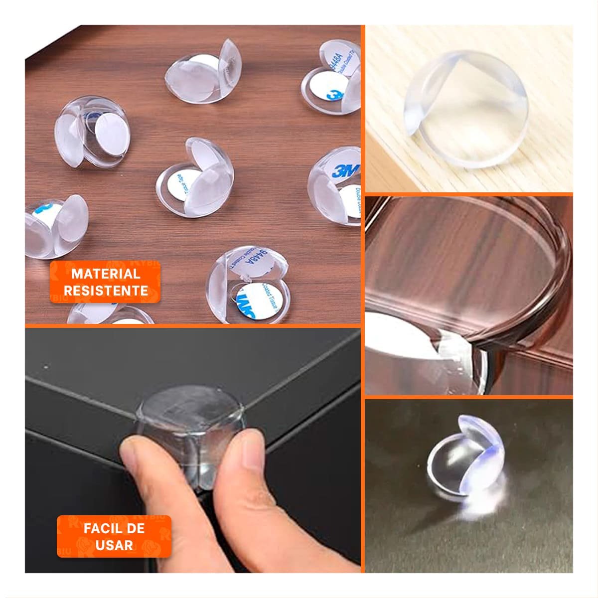 KIT 4 CUBIERTAS PARA ESQUINAS EN SILICONA TRANSPARENTE CIRCULAR PARA MUEBLES Y+POST IT - 5