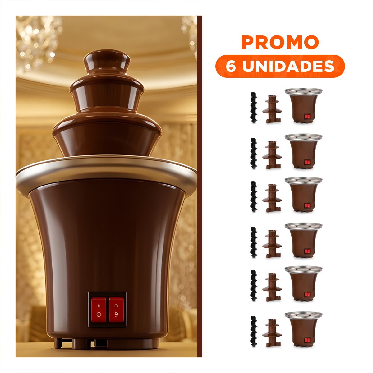 PACK6 MAQUINA DE CHOCOLATE MARRON DE 3 PISOS ELECTRICA PARA DULCES MOMENTOS - 1