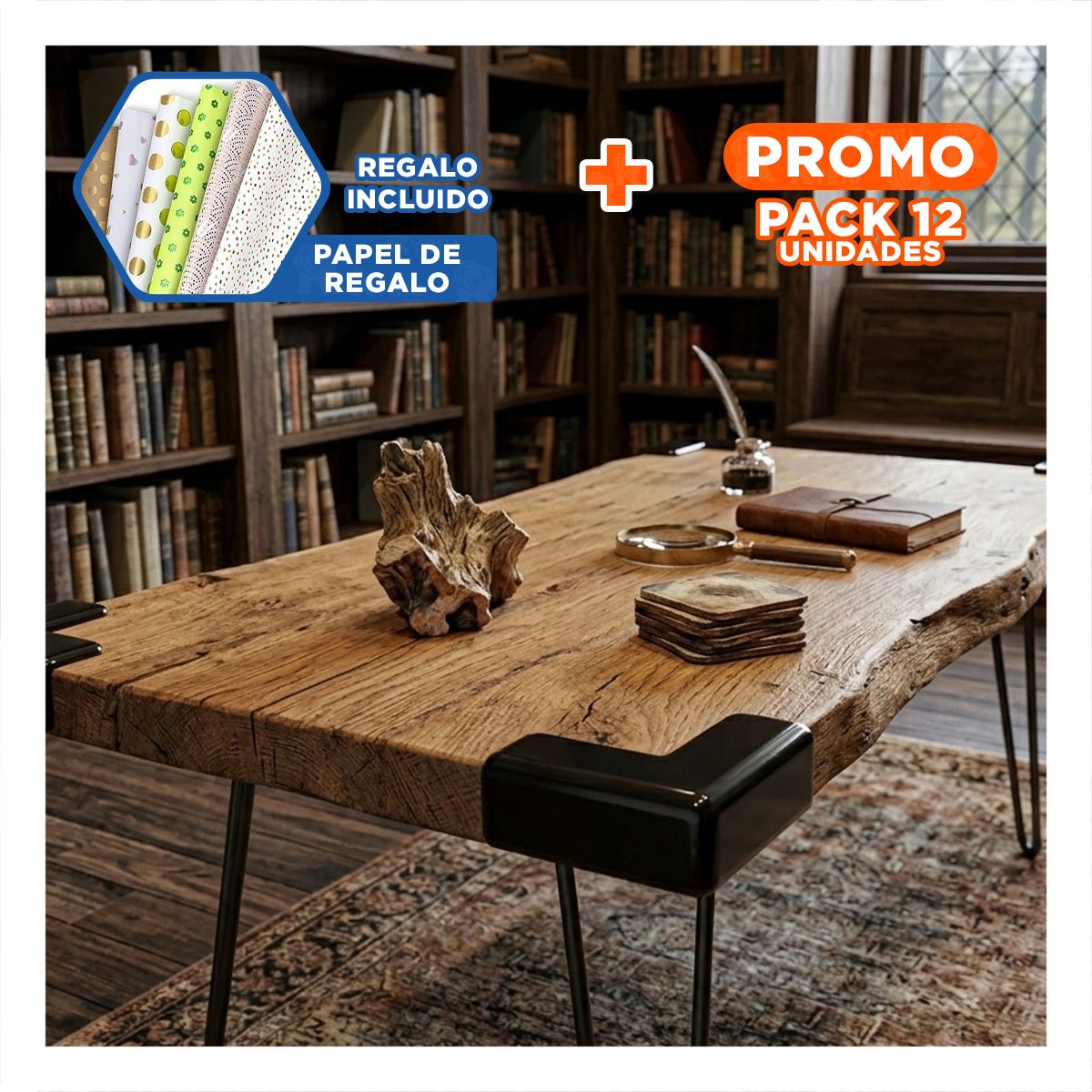 PACK12 PACK ADHESIVO PARA ESQUINAS DE SEGURIDAD NEGRO Y+PAPEL REGALO - 1