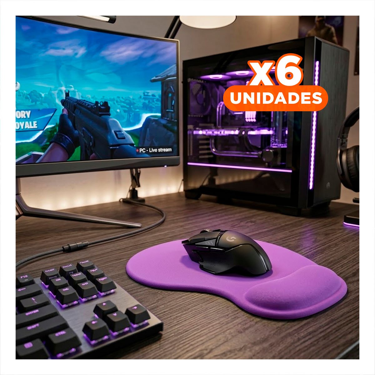 PACK6 MOUSE PAD GEL PORTATIL PARA OFICINA Y ESCRITORIO LILA - 1