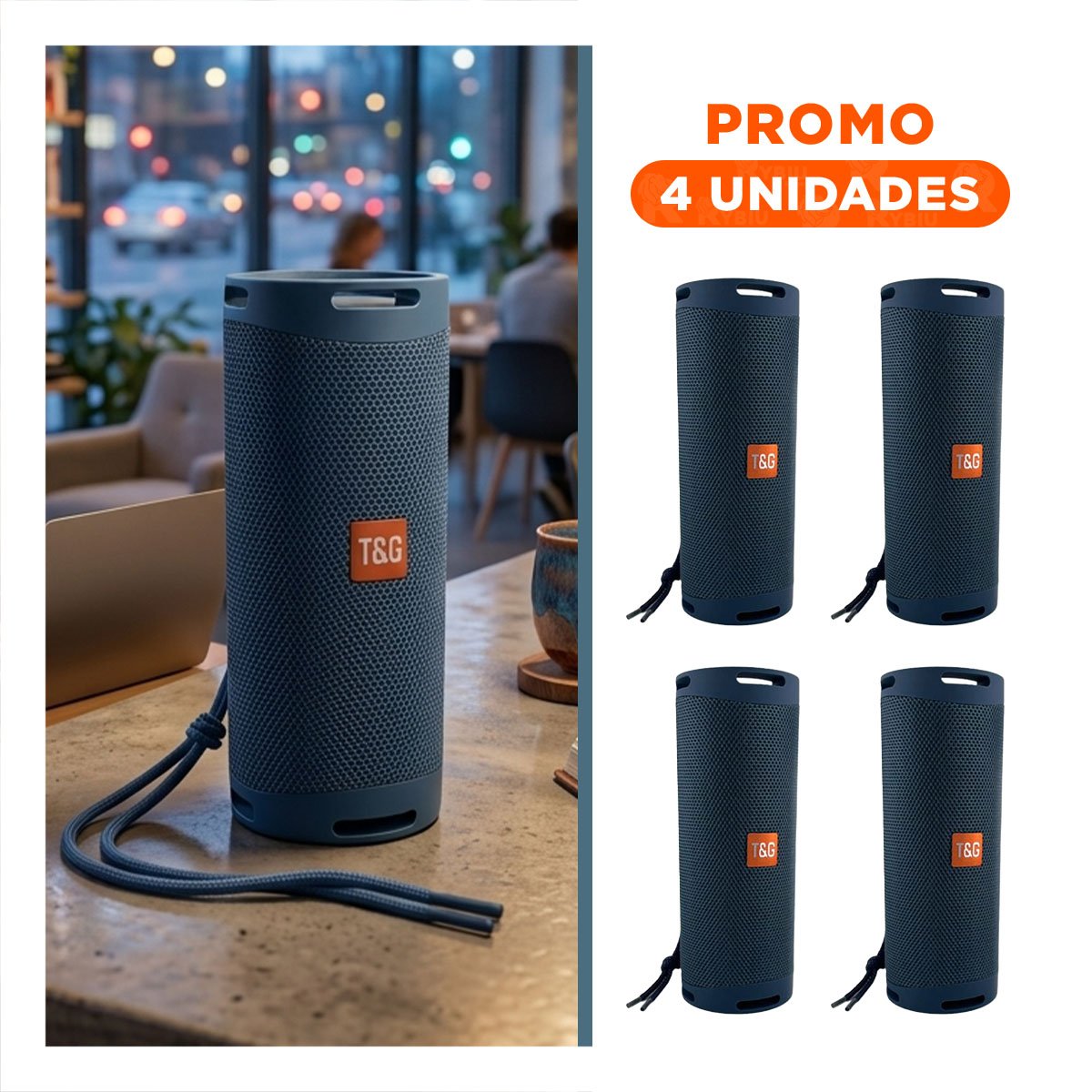 PACK4 BOCINA RECARGABLE AZUL CON SONIDO EQUILIBRADO Y USO CONTINUO Y+REGALO STICKER - 1