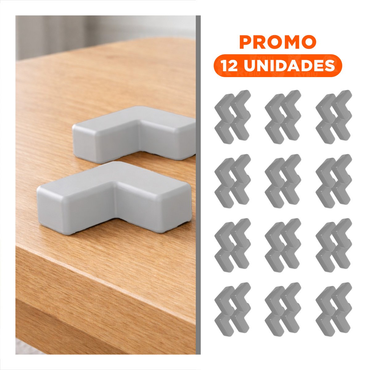 PACK12 ACCESORIOS PARA ESQUINAS DE SEGURIDAD ADHESIVOS PARA HOGAR PLOMO Y+REGALO STICKER - 1