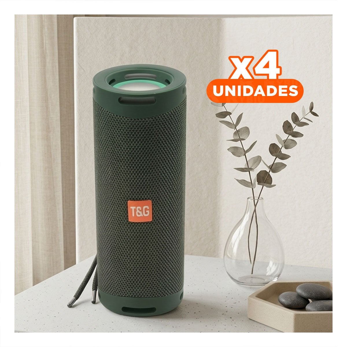 PACK4 PARLANTE COMPACTO VERDE MILITAR CON SONIDO NITIDO - 1