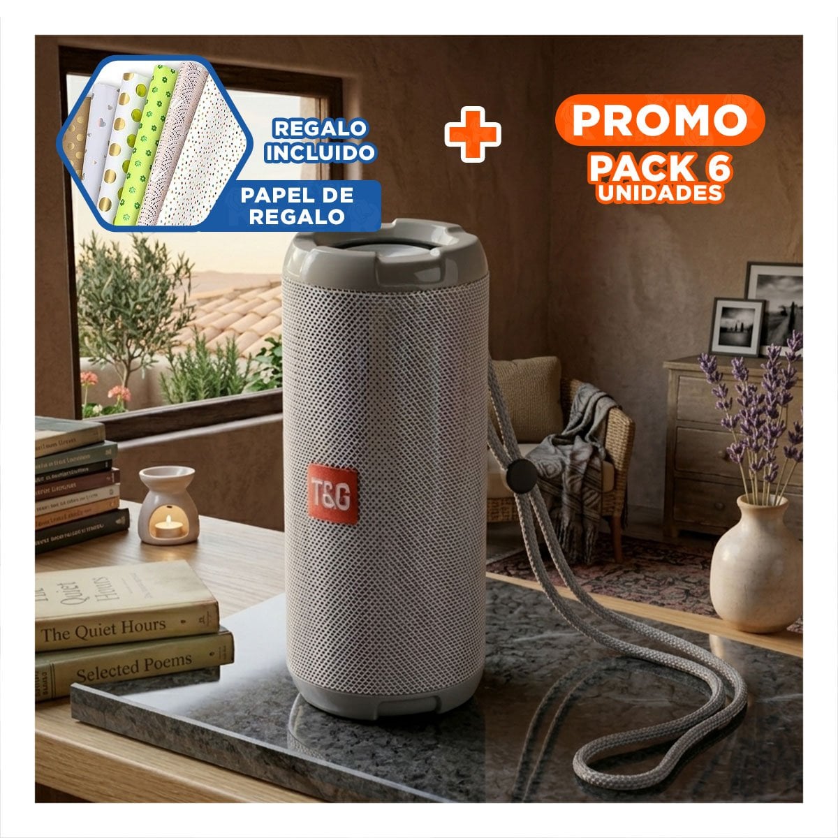 PACK6 ALTAVOZ MOVIL PLOMO CON SONIDO NITIDO Y USO VERSATIL Y+PAPEL REGALO - 1