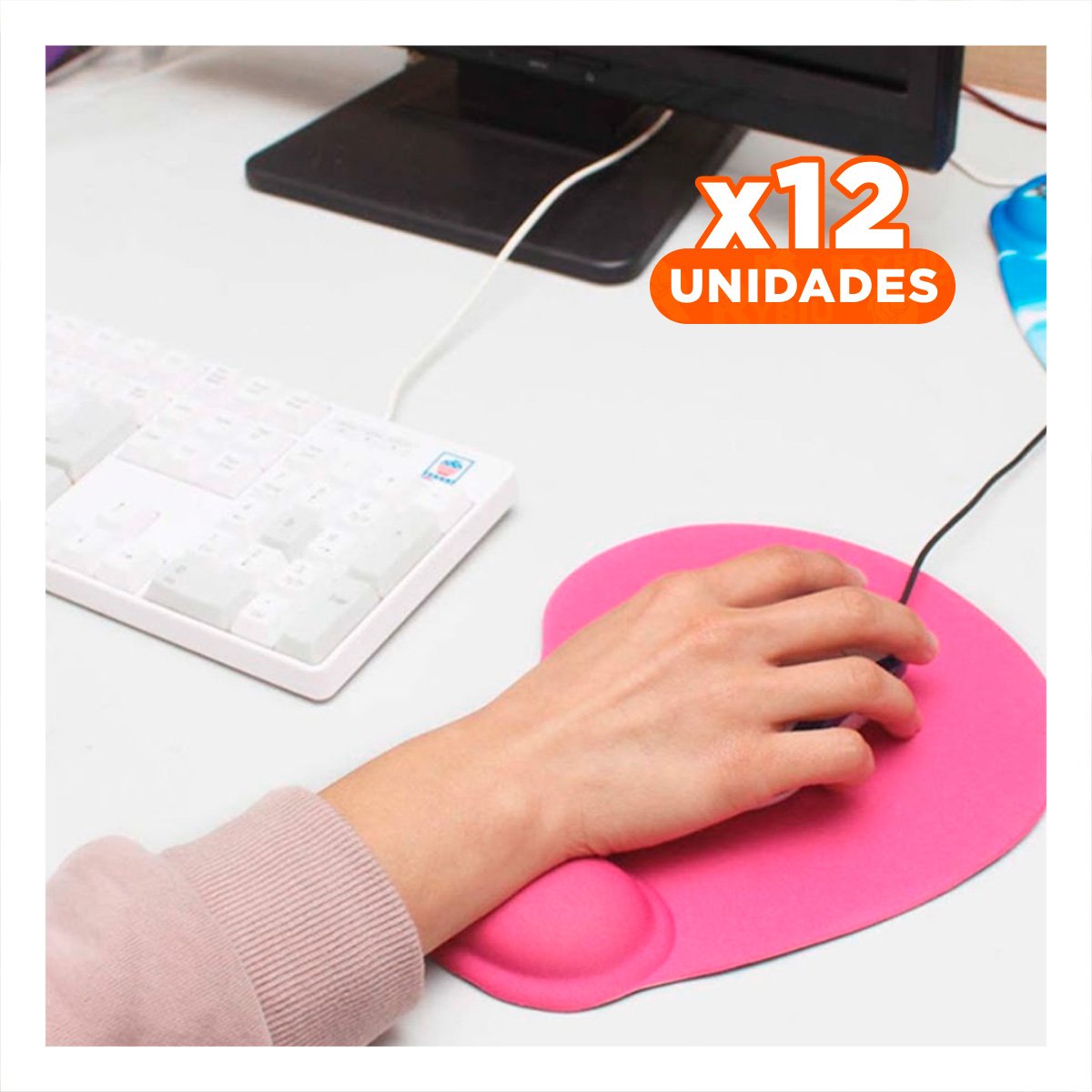PACK2 BASE GEL ANTI FATIGA PARA USO DIARIO ESCRITORIO FUCSIA Y+REGALO STICKER - 1