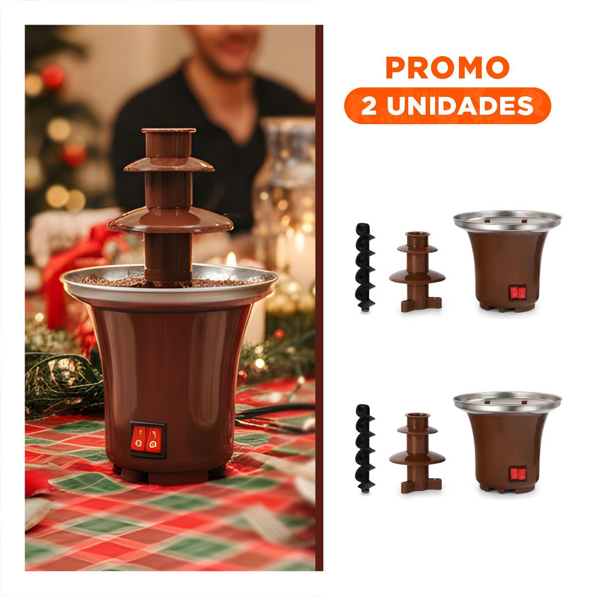 PACK2 MAQUINA MARRON PARA CHOCOLATE DE 3 PISOS ELECTRICA DE DISENO ELEGANTE - 1