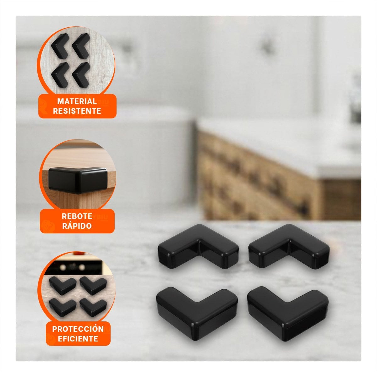 PACK2 AMORTIGUADOR PARA BORDES DE MESA EN HOGAR NEGRO Y+PAPEL REGALO - 5