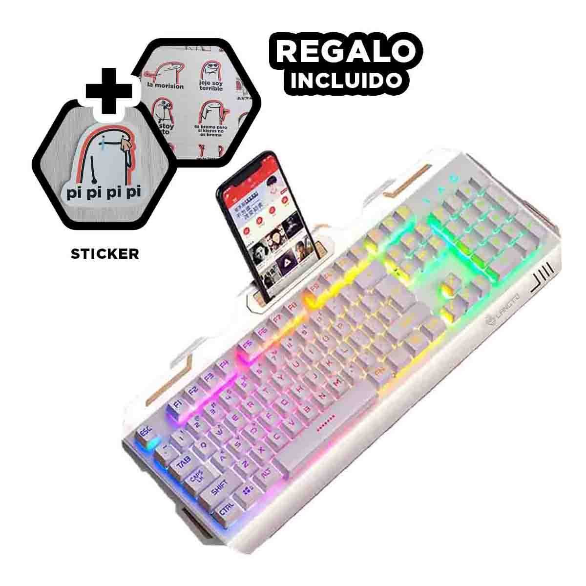 PACK2 PANEL GAMER PROFESIONAL CON MOUSE LUZ LED RGB BLANCO PARA COMPUTADORA Y+PAPEL REGALO - 5
