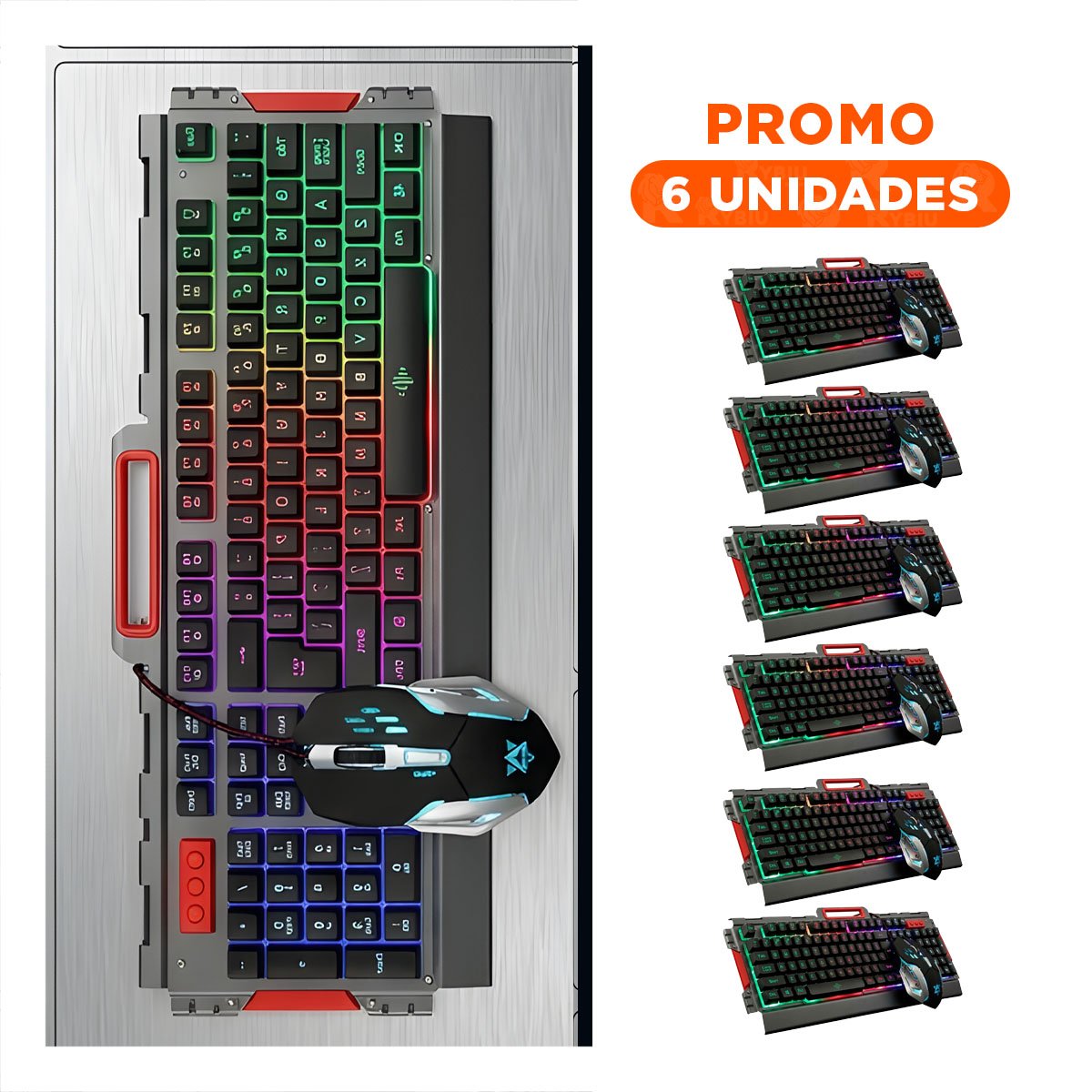 PACK4 PANEL PORTATIL GAMER CON MOUSE LUZ LED RGB COLOR NEGRO PARA JUEGOS Y+REGALO STICKER - 1