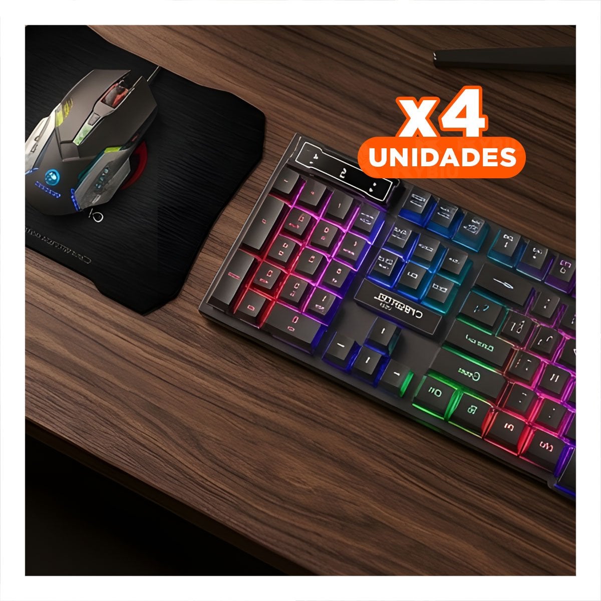 PACK4 KIT GAMER COMPLETO CON TECLADO MOUSE Y MOUSE PAD PARA PC NEGRO - 1