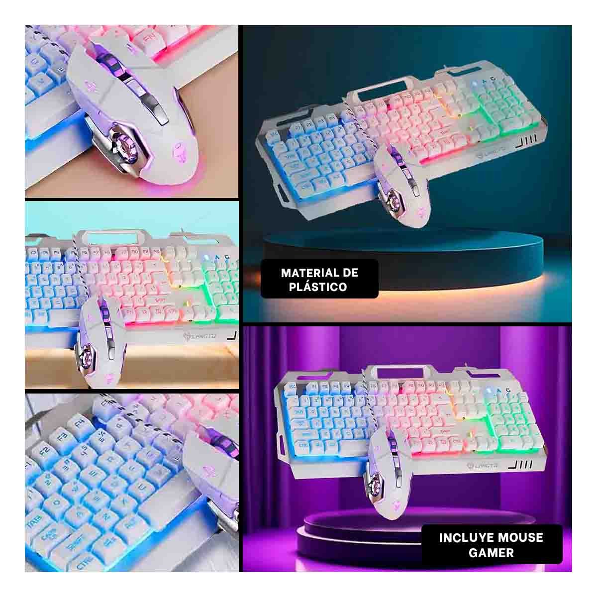 PANEL RETROILUMINADO GAMER CON MOUSE LUZ LED RGB PARA JUEGOS BLANCO Y+REGALO STICKER - 1