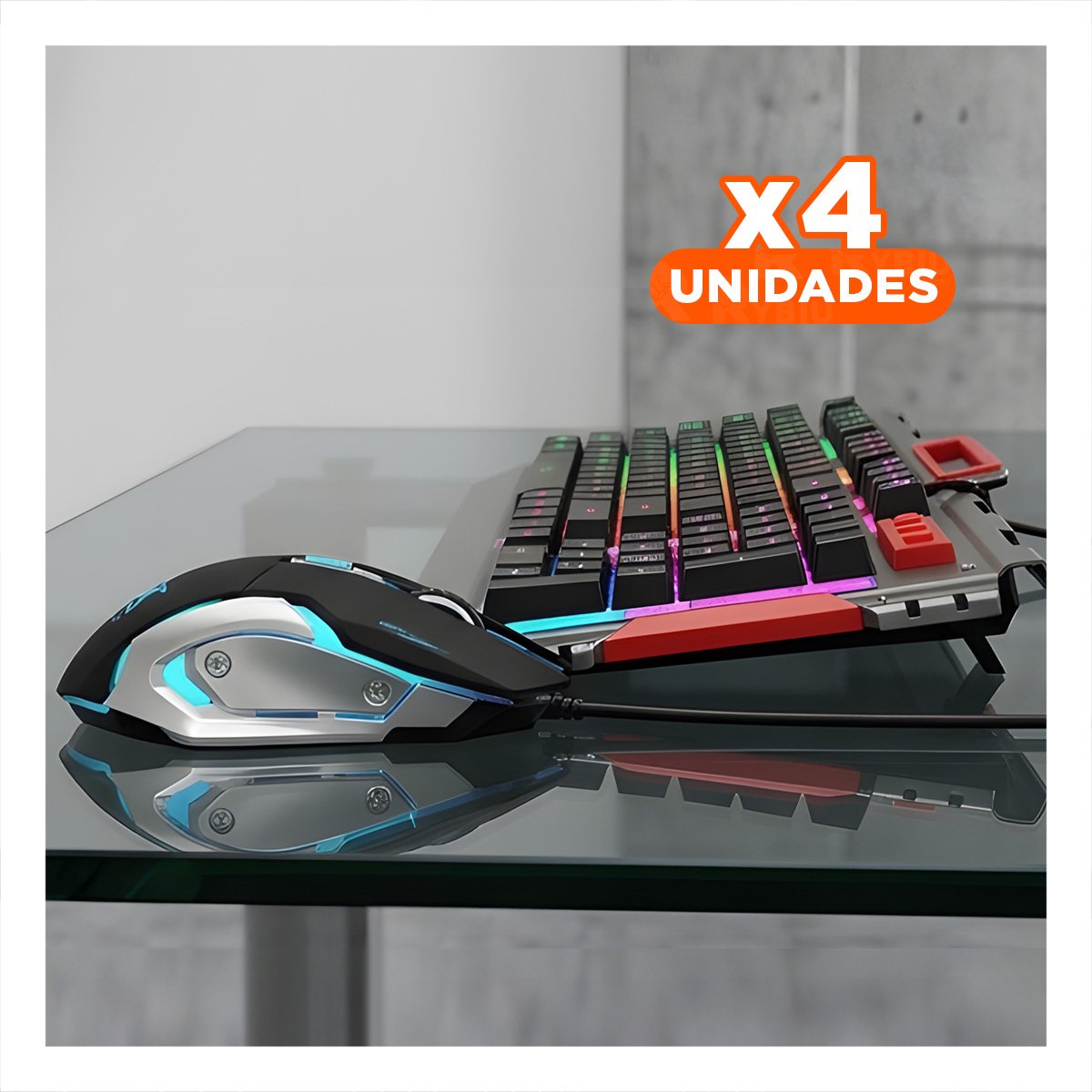PACK2 CONTROL INALAMBRICO GAMER CON MOUSE LUZ LED RGB PARA PC NEGRO - 1
