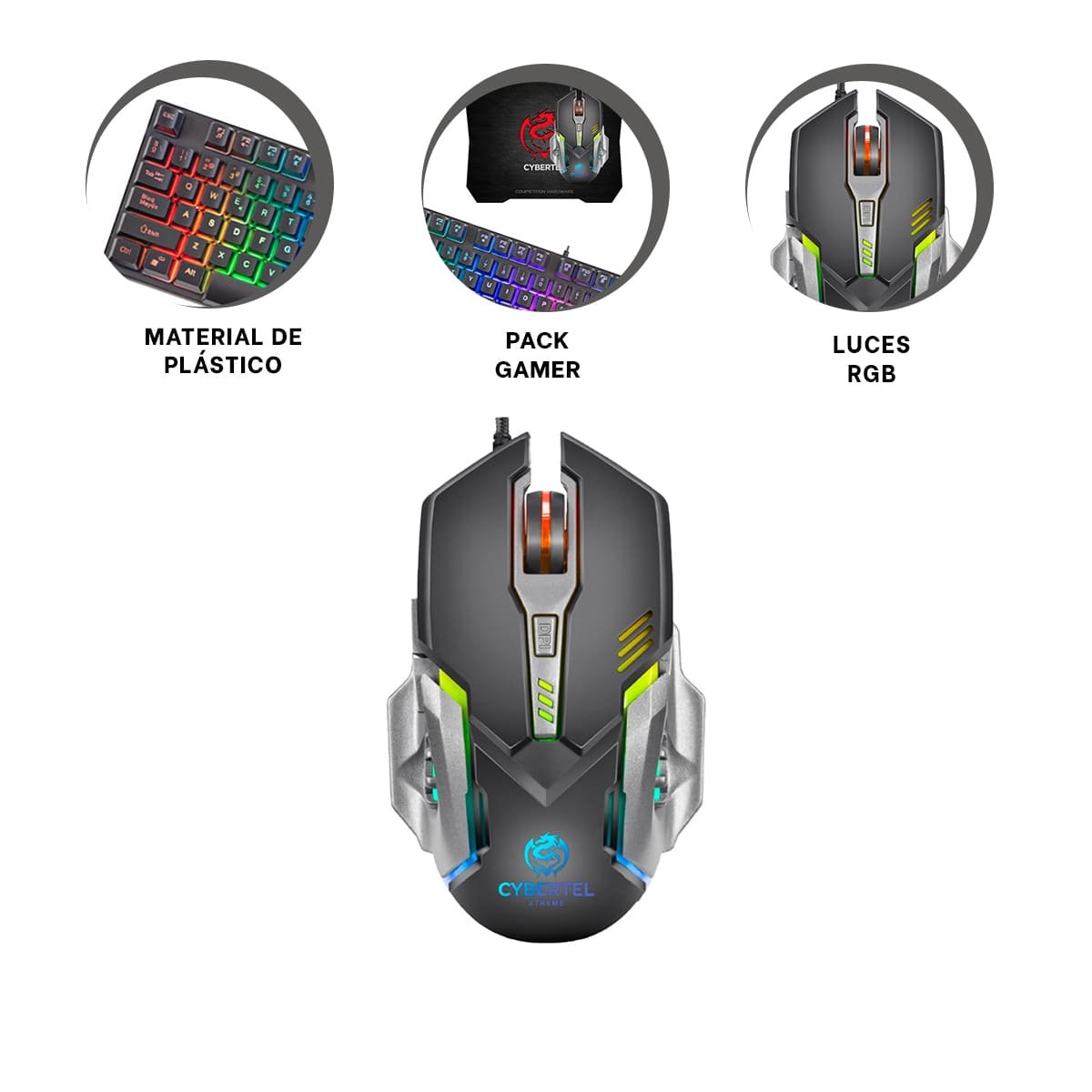 KIT GAMER 3 EN 1 COLOR NEGRO CON TECLADO MOUSE Y MOUSE PAD PARA PC - 3