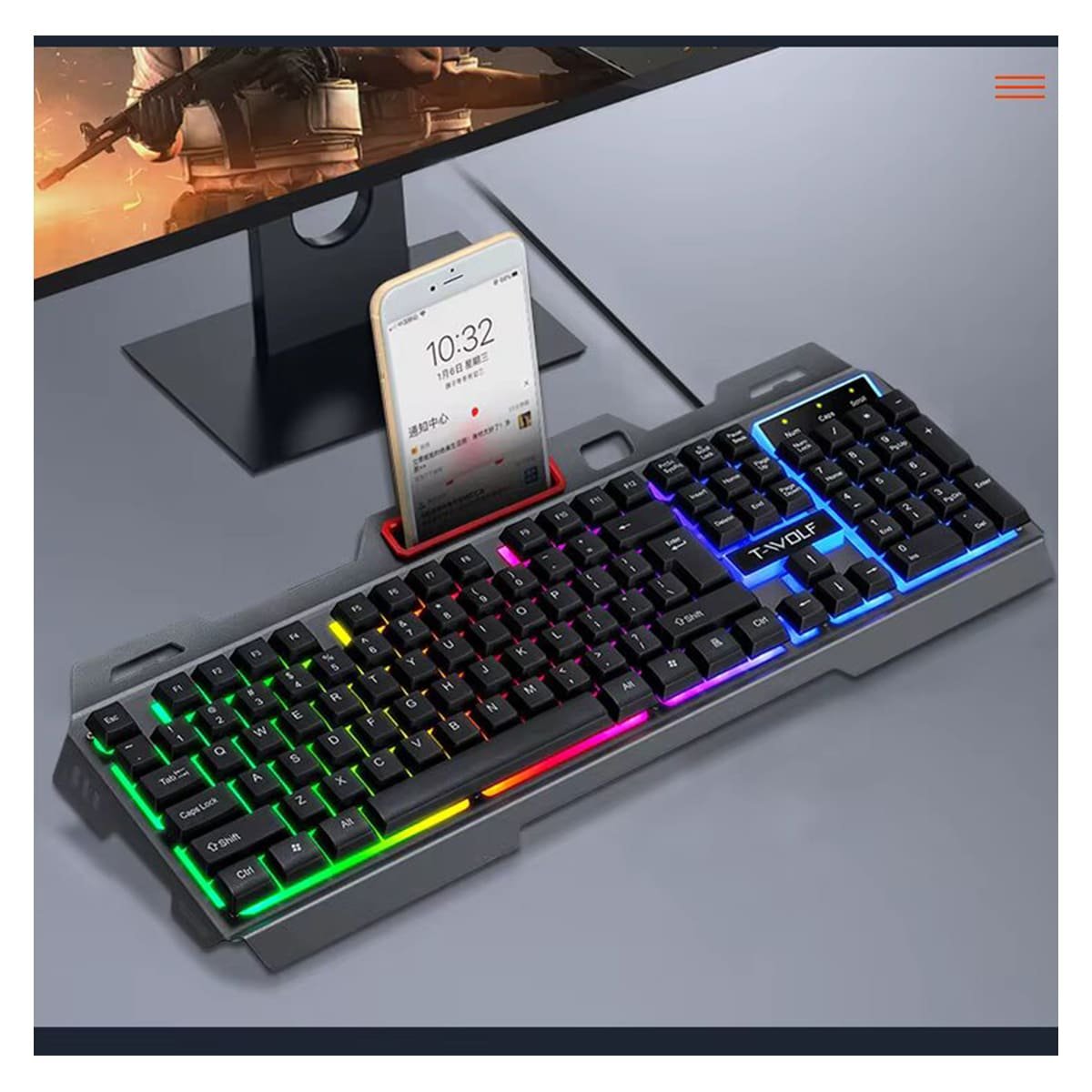 EQUIPO COMPACTO GAMER CON TECLADO Y MOUSE LUZ LED RGB NEGRO Y+LIGAS REGALO - 2
