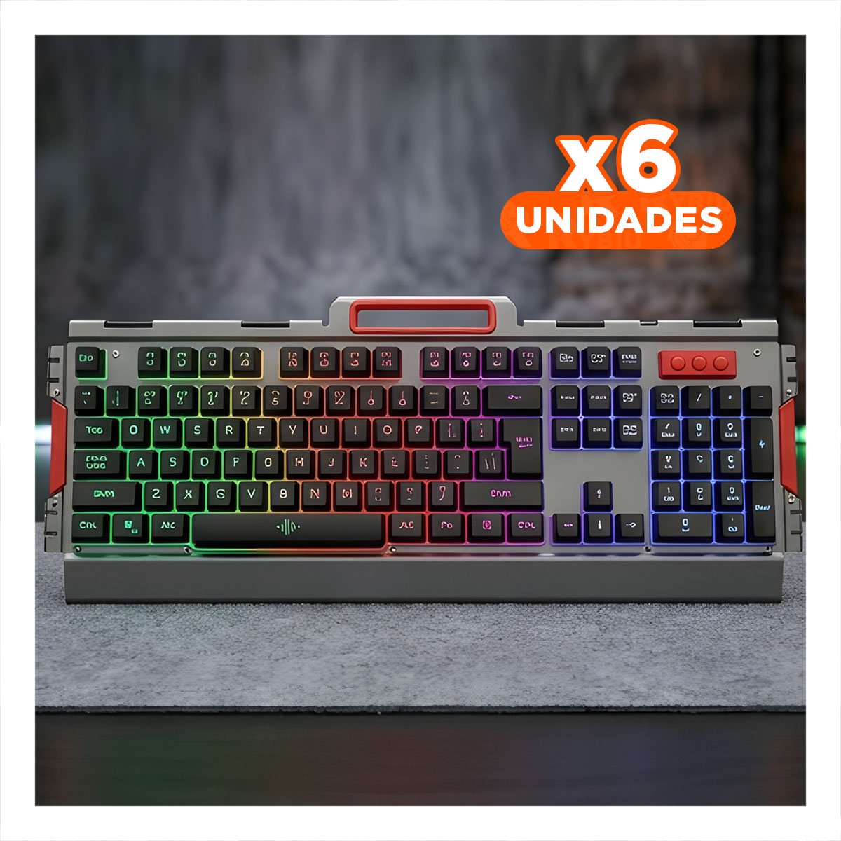 PACK4 TECLADO ILUMINADO GAMER CON MOUSE LUZ LED RGB PARA COMPUTADORA COLOR NEGRO - 1