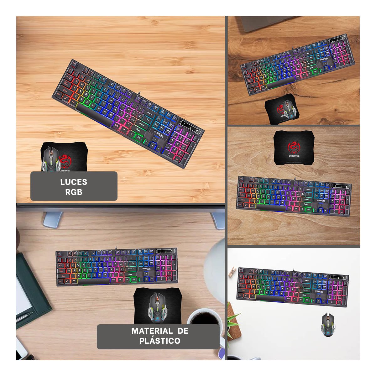 PACK4 SET GAMER CON TECLADO MOUSE Y MOUSE PAD NEGRO PARA COMPUTADORA GAMING Y+REGALO STICKER - 2