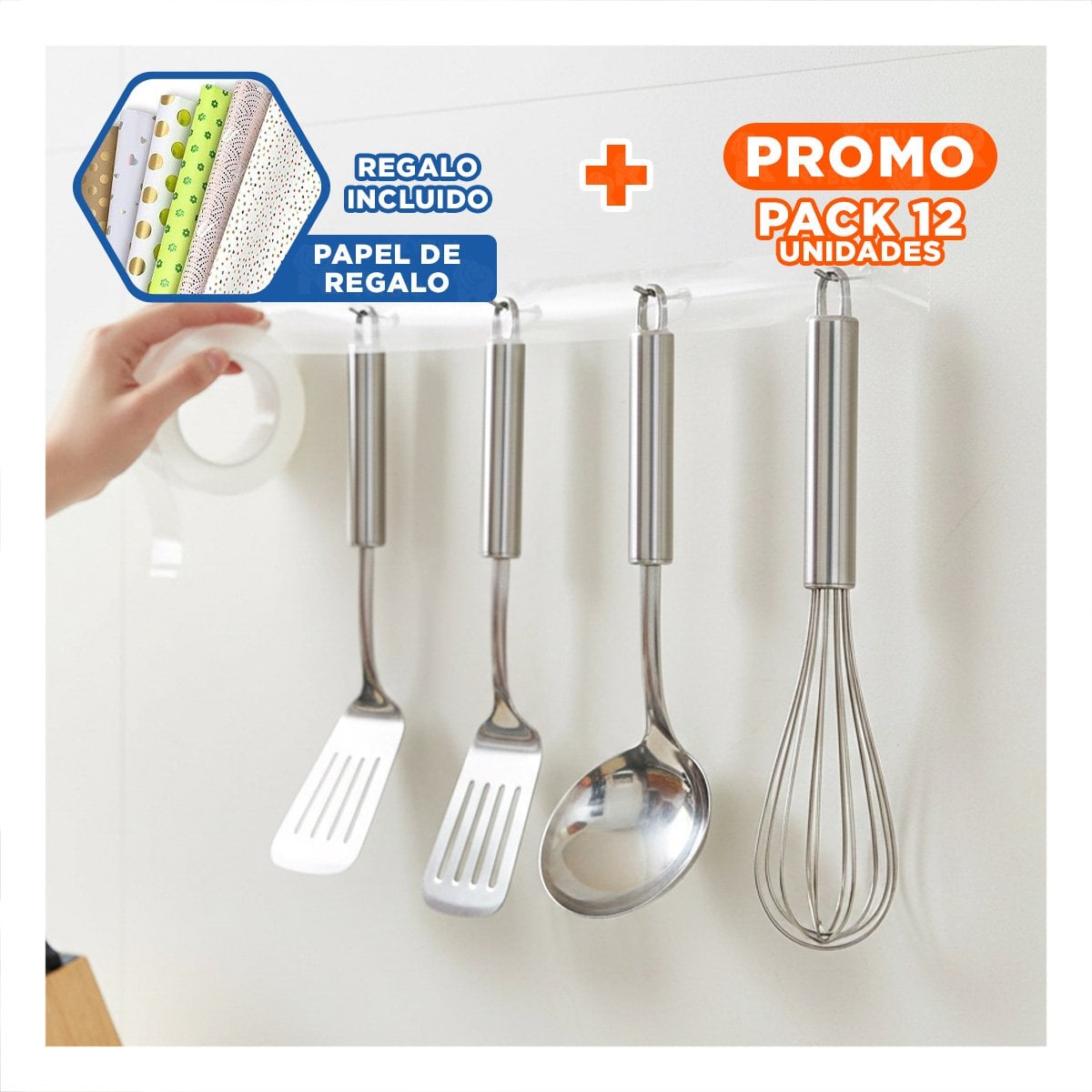 PACK12 PEGAMENTO PARA CASA DOBLE CONTACTO DE 3 METROS MULTIFUNCIONAL Y+PAPEL REGALO - 1