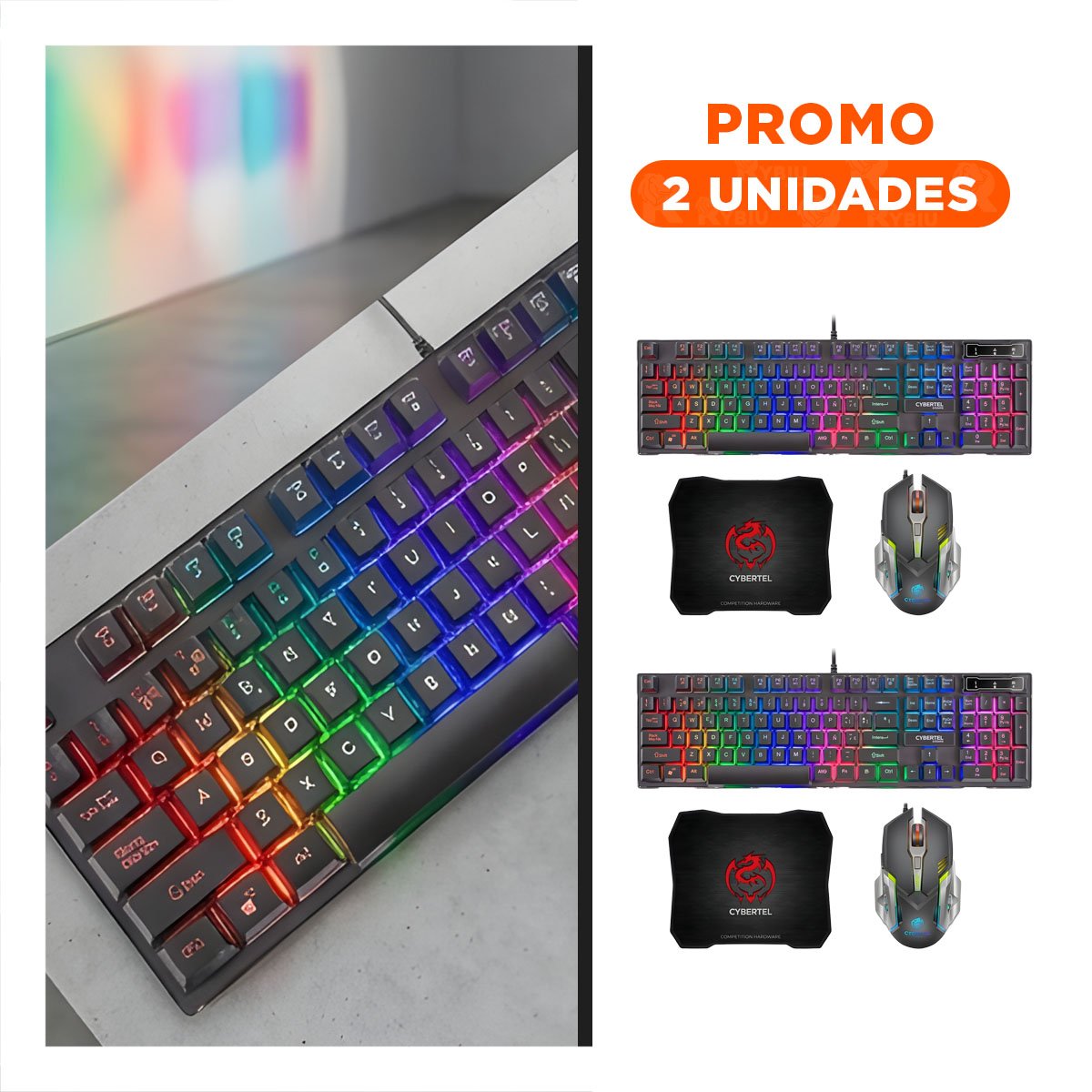 PACK2 PACK GAMER COLOR NEGRO CON TECLADO MOUSE Y MOUSE PAD PARA SETUP DE PC - 1