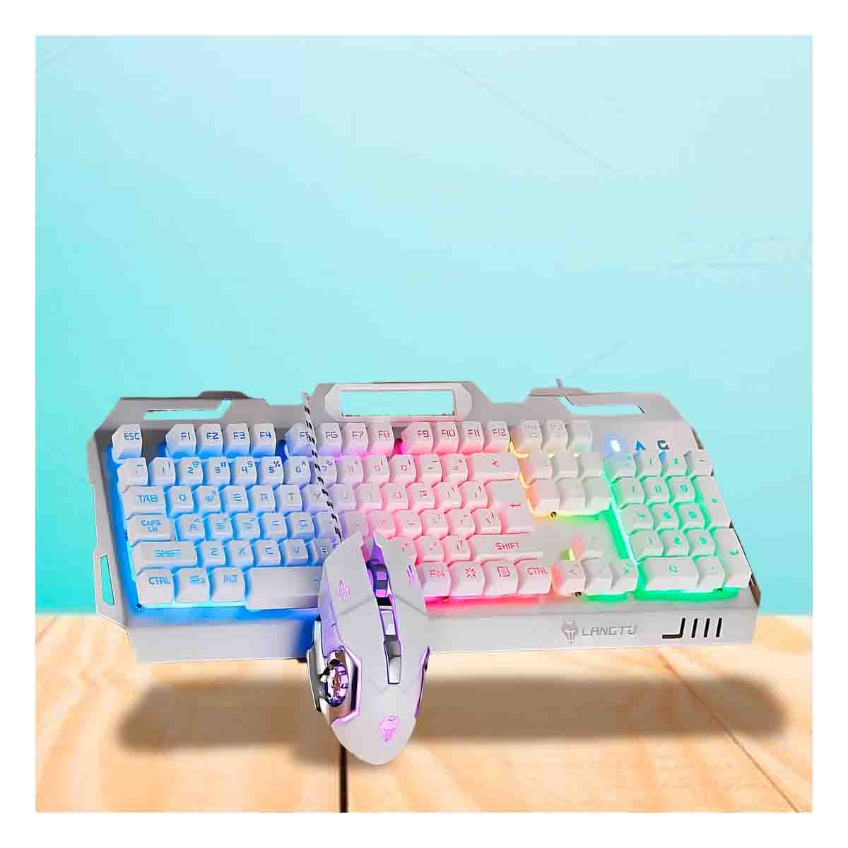 PACK4 CONTROL MULTIUSO GAMER CON MOUSE LUZ LED RGB COLOR BLANCO PARA PC Y+PAPEL REGALO - 2