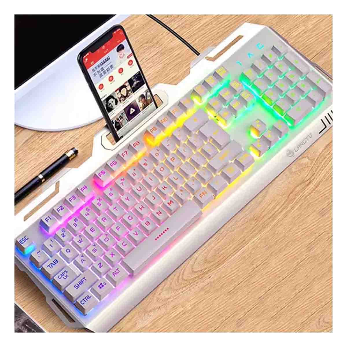 PACK4 CONTROL MULTIUSO GAMER CON MOUSE LUZ LED RGB COLOR BLANCO PARA PC Y+PAPEL REGALO - 3