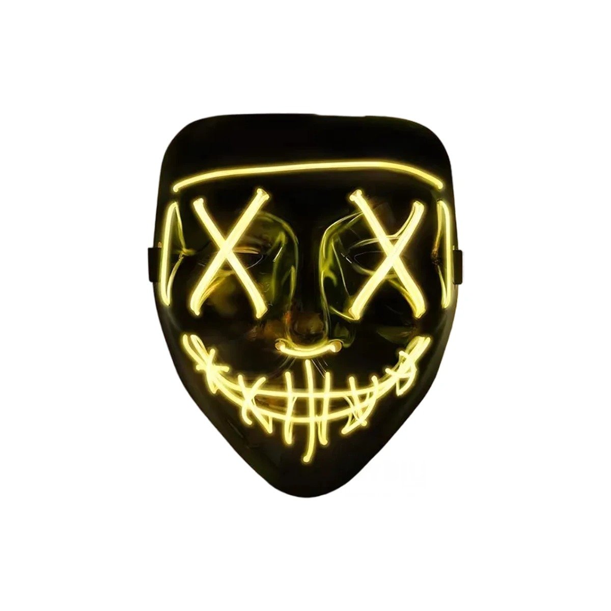 PACK12 ROSTRO FIESTA AMARILLO CON ILUMINACION LED NEON Y+REGALO STICKER - 2
