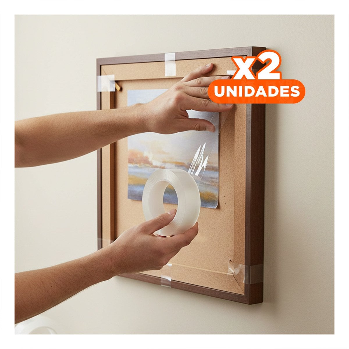PACK2 FIJADOR MULTIFUNCIONAL DOBLE CONTACTO DE 3 METROS RESISTENTE Y+REGALO STICKER - 1