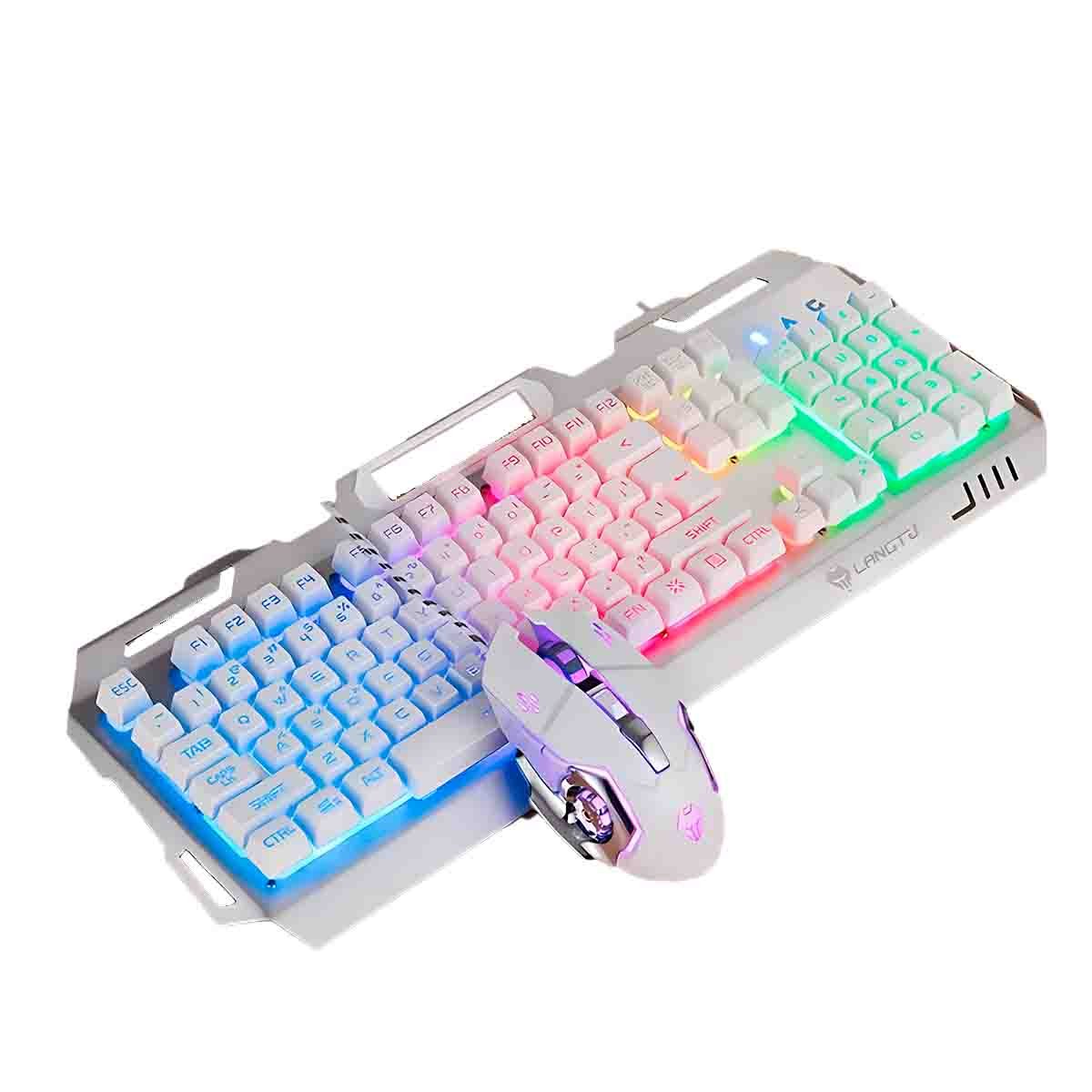 PACK2 EQUIPO MODERNO GAMING CON TECLADO Y MOUSE LUZ LED RGB COLOR BLANCO Y+REGALO STICKER - 2