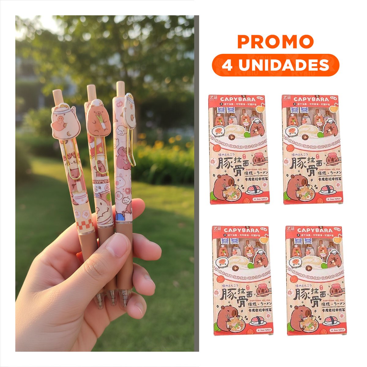 PACK4 BROCHES DORADOS CAPY 4 PIEZAS PRESENTACION EN CAJA Y+REGALO STICKER - 1
