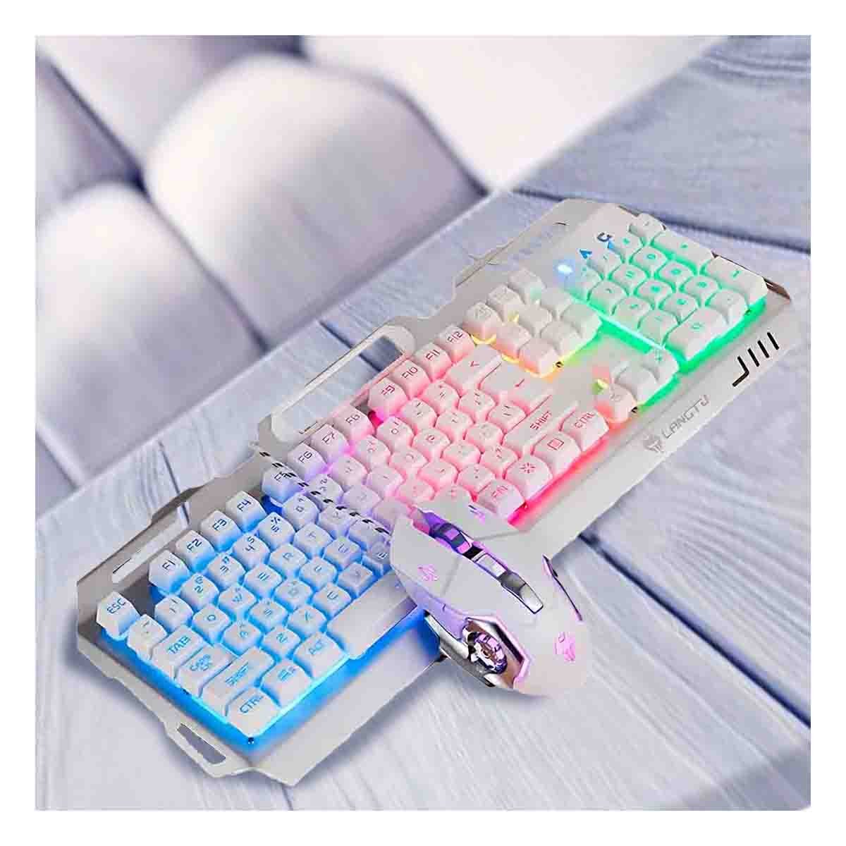 PACK4 PANEL PORTATIL GAMING CON MOUSE LUZ LED RGB BLANCO PARA JUEGOS Y+REGALO STICKER - 3
