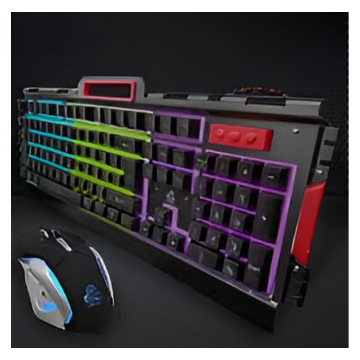 PACK4 CONTROL MULTIUSO GAMER CON MOUSE LUZ LED RGB NEGRO PARA PC Y+PAPEL REGALO - 2