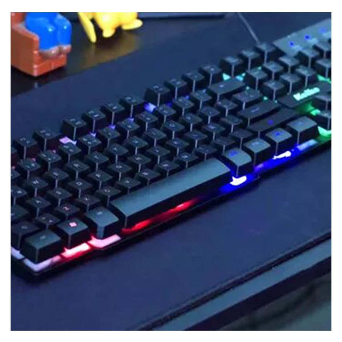 PACK4 CONTROL MULTIUSO GAMER CON MOUSE LUZ LED RGB NEGRO PARA PC Y+PAPEL REGALO - 4