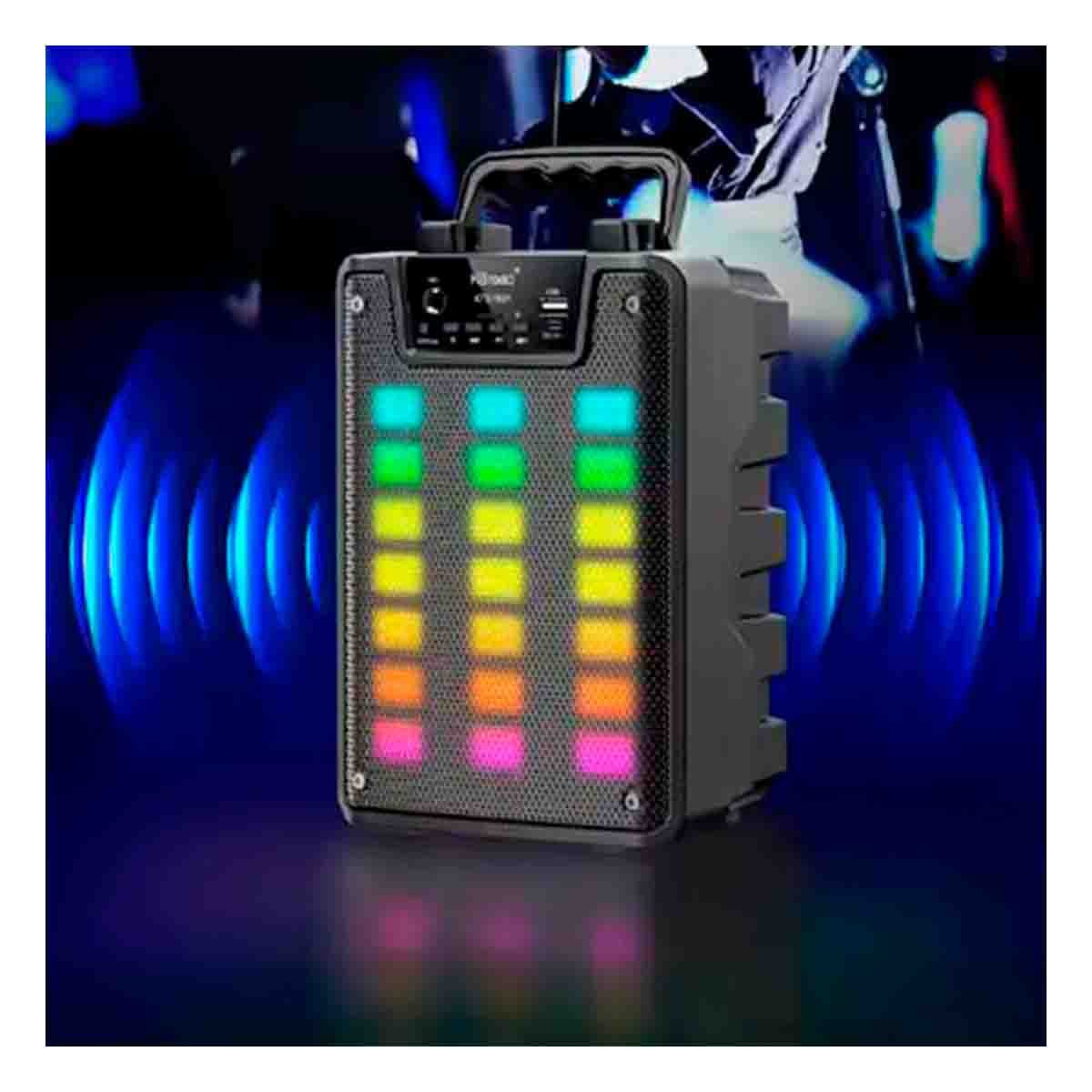 PARLANTE CON MICROFONO 4 PULGADAS PARA KARAOKE FIESTAS EN CASA NEGRO - 2