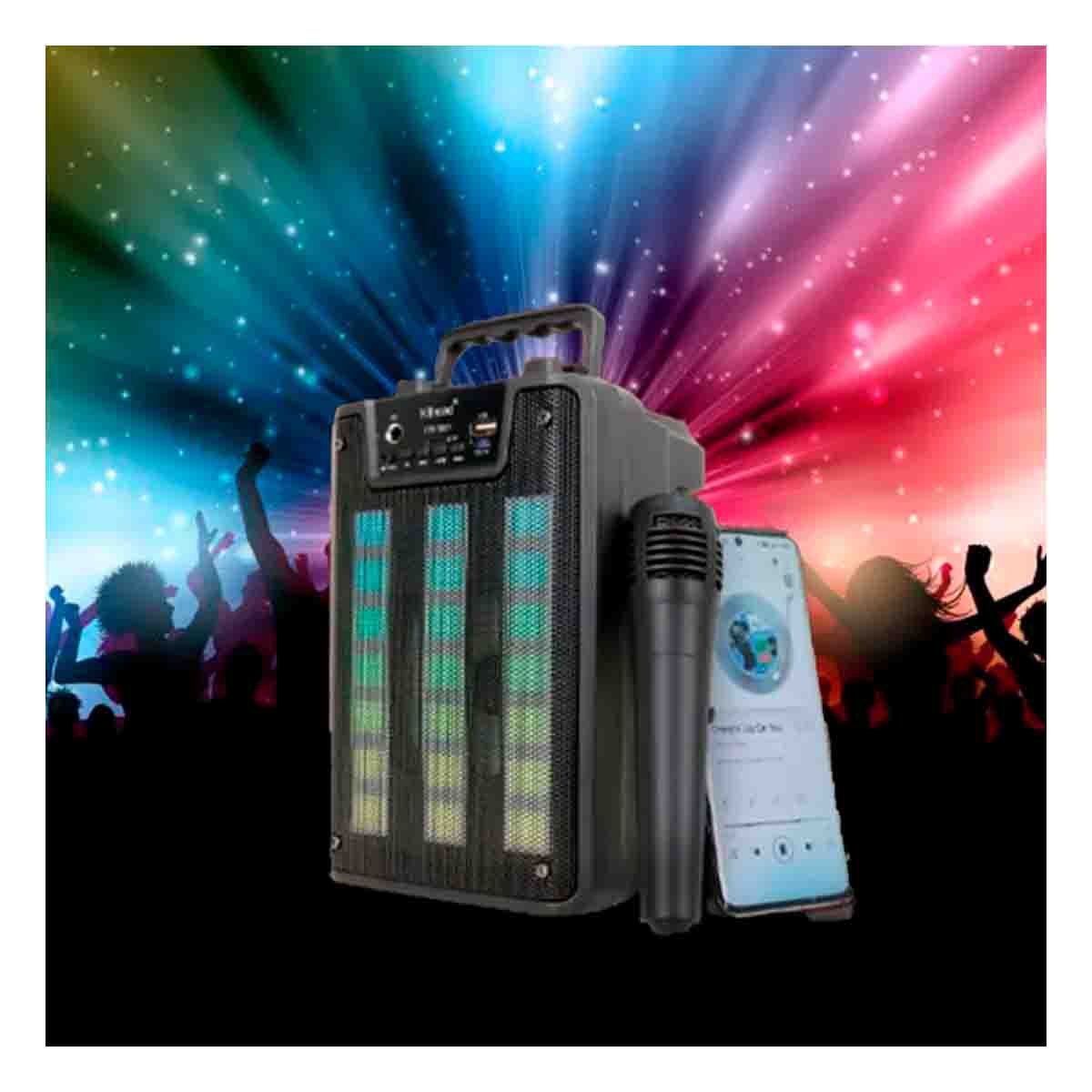 PARLANTE CON MICROFONO 4 PULGADAS PARA KARAOKE FIESTAS EN CASA NEGRO - 3