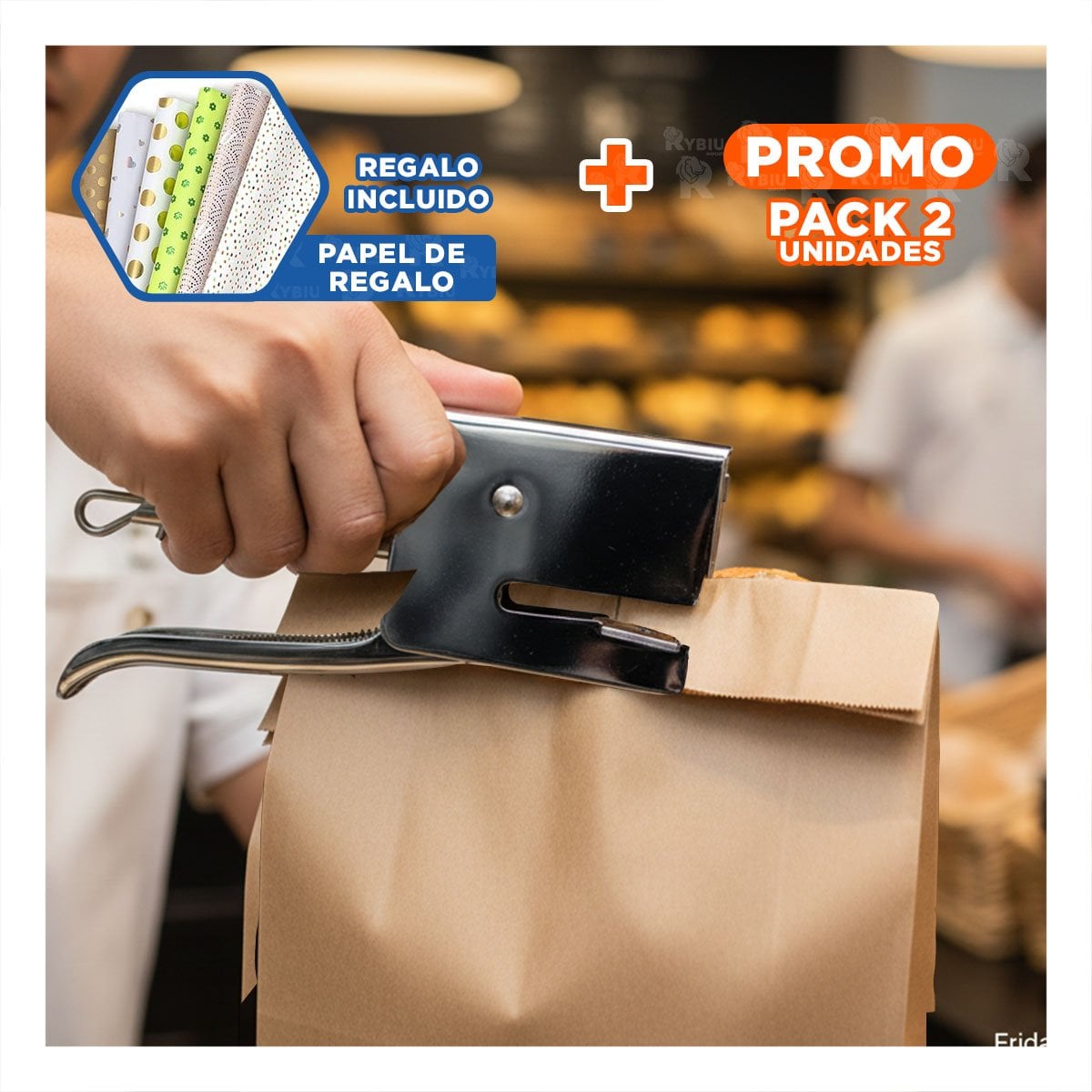 PACK2 PRACTICO MINI TIPO ALICATE PLATEADO PARA 15 HOJAS OFICINA Y+PAPEL REGALO - 1