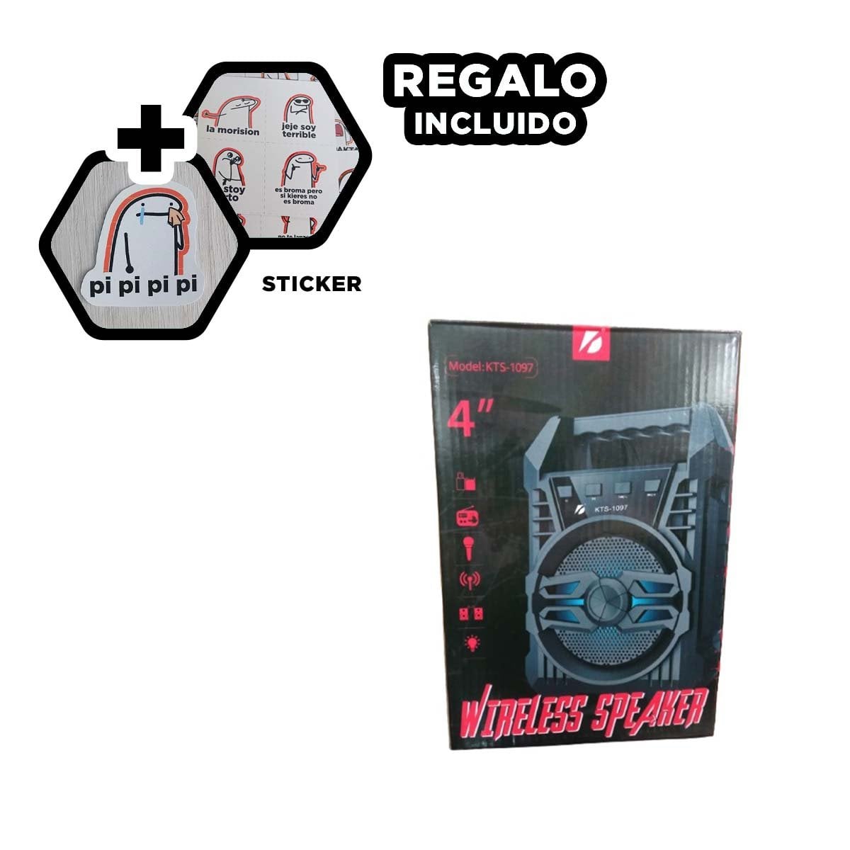 BOCINA CON 4 PULGADAS NEGRO PARA ANIMAR FIESTAS Y+REGALO STICKER - 1