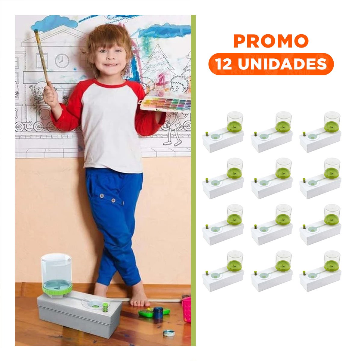 PACK12 VASO PLASTICO BLANCO PARA ENJUAGAR PINCEL Y+REGALO STICKER - 1