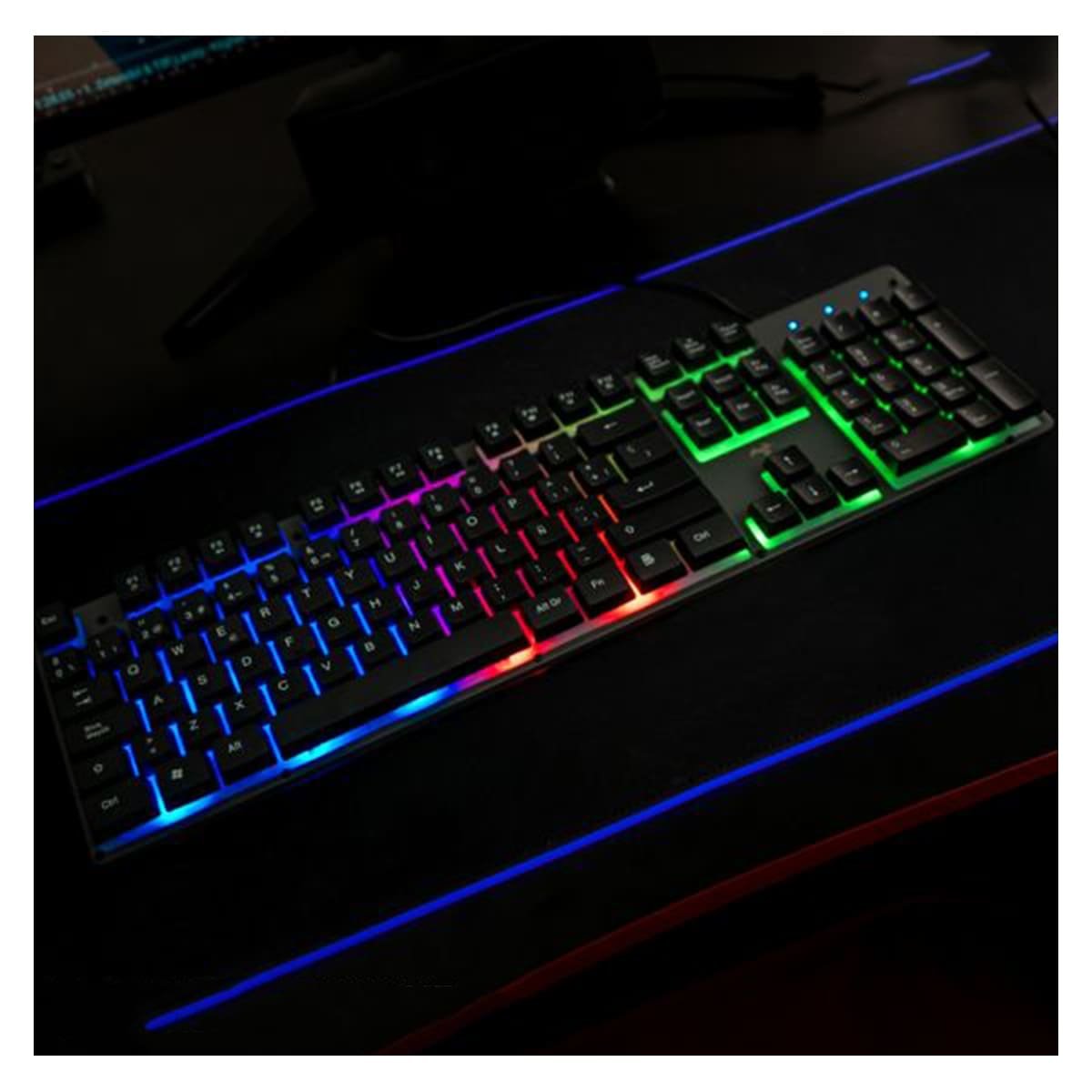 TECLADO MECÁNICO GAMER CON MOUSE LUZ LED RGB NEGRO PARA COMPUTADORA - 3