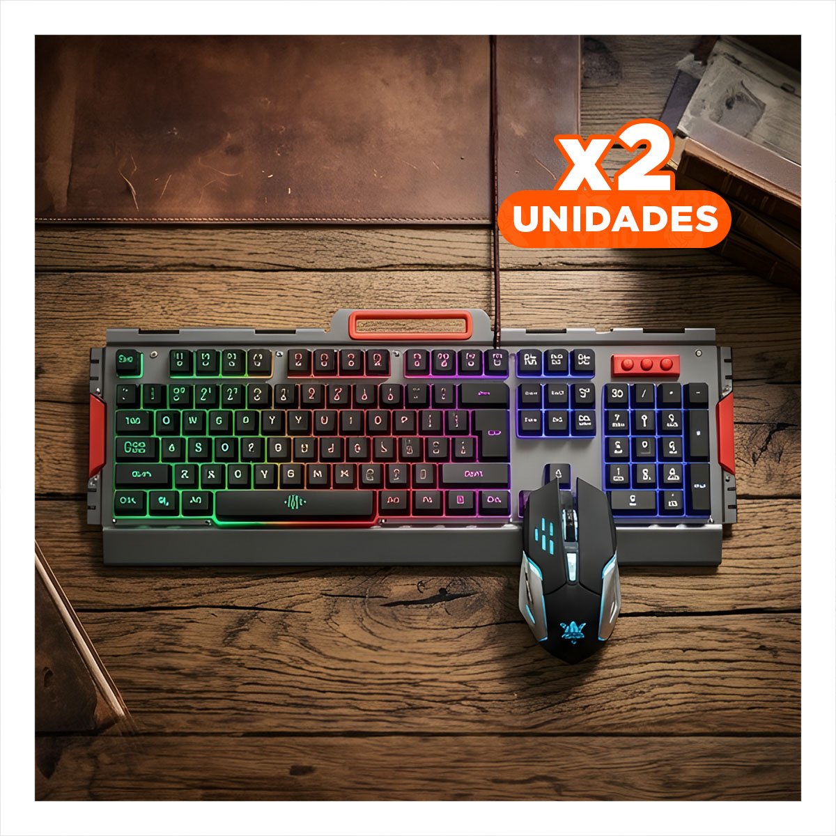 PACK2 PANEL GAMER PROFESIONAL CON MOUSE LUZ LED RGB COLOR NEGRO PARA COMPUTADORA Y+PAPEL REGALO - 1