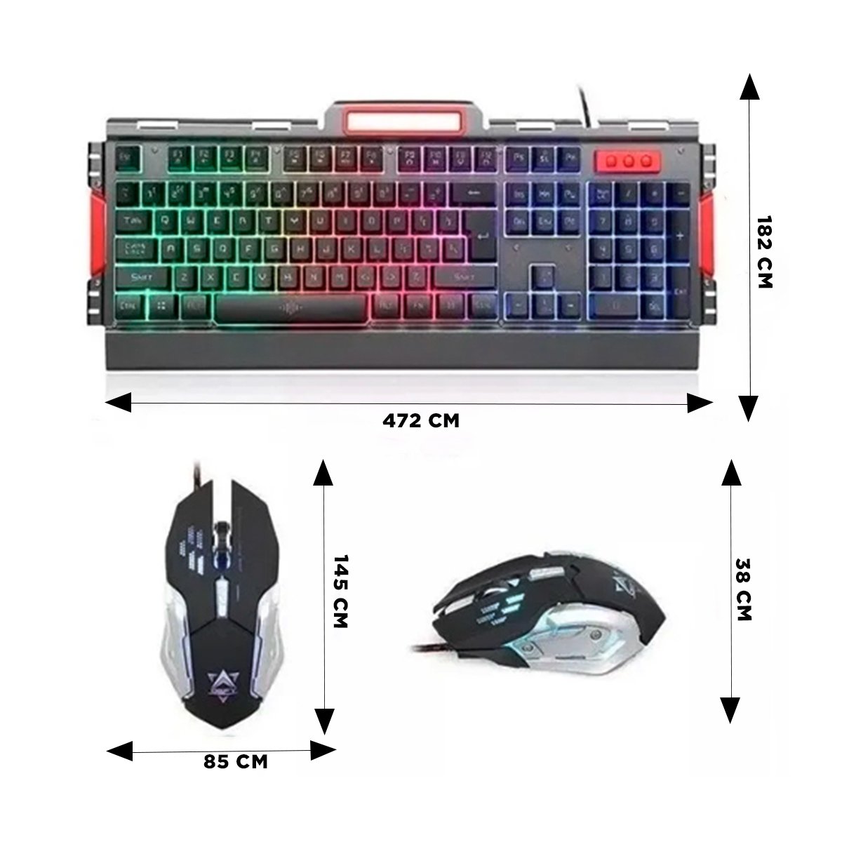 PACK2 PANEL GAMER PROFESIONAL CON MOUSE LUZ LED RGB COLOR NEGRO PARA COMPUTADORA Y+PAPEL REGALO - 2