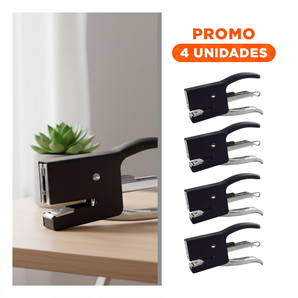 PACK4 FUNCIONAL MINI TIPO ALICATE NEGRO PARA 15 HOJAS ESCOLAR Y+REGALO STICKER - 1
