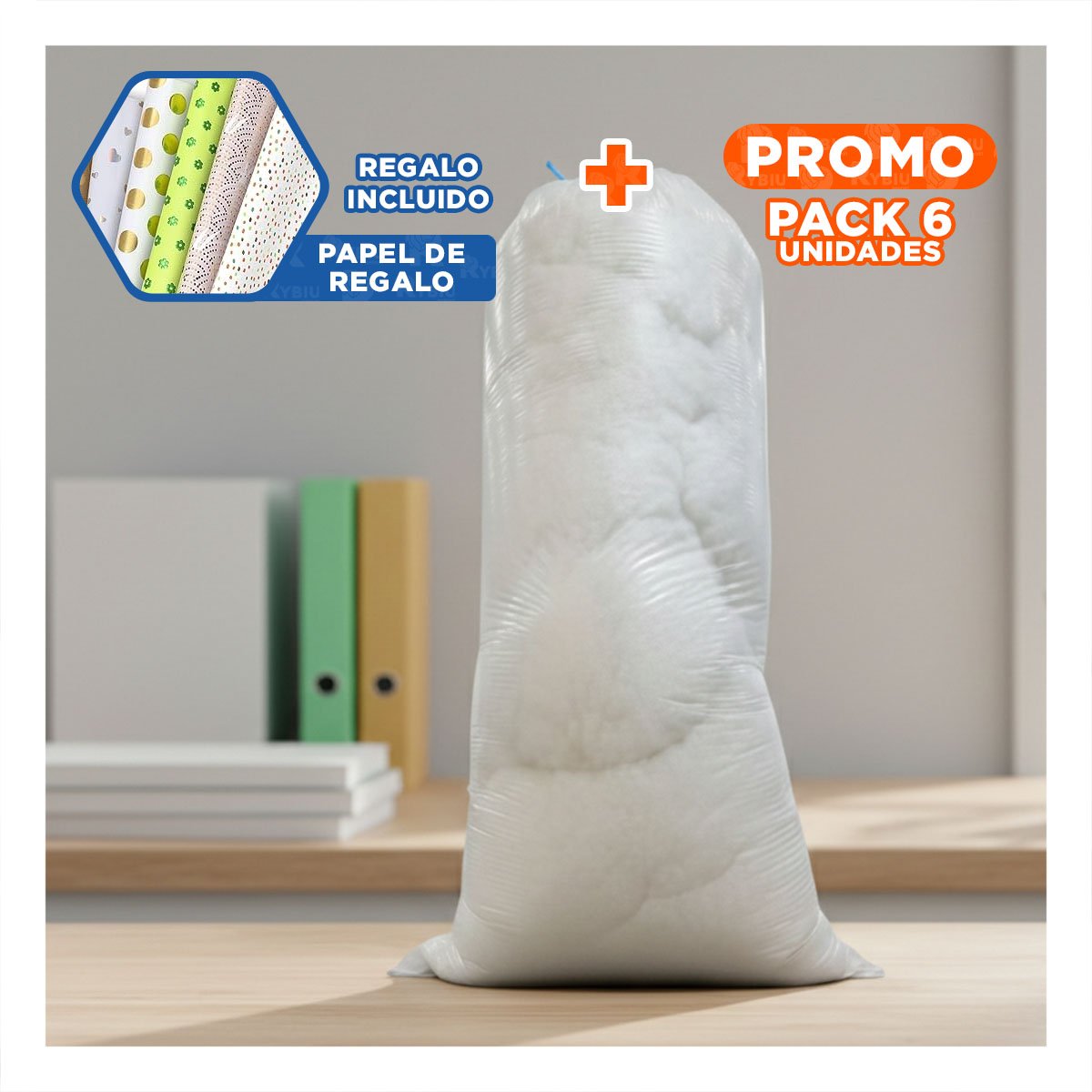 PACK6 EMBALAJE PRACTICO DE NAPA 5KG BLANCO SEGURO Y+PAPEL REGALO - 1